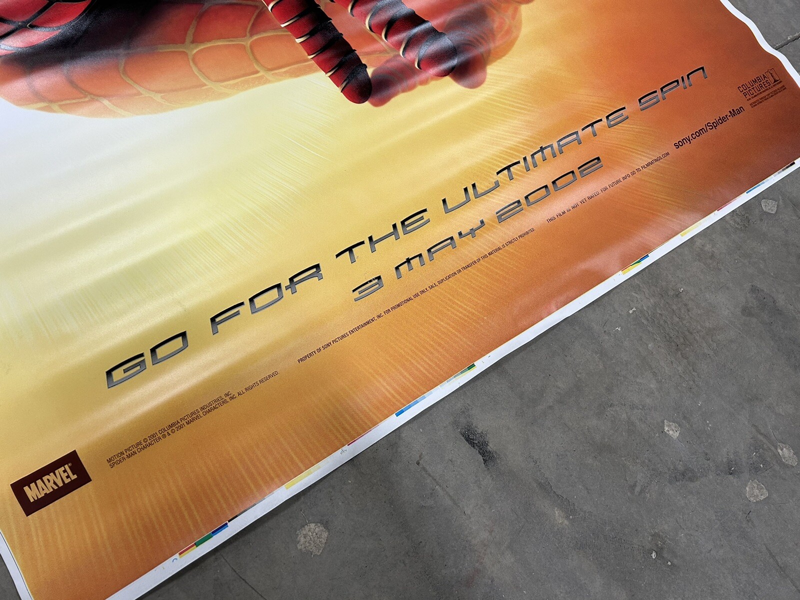 Spider Man Go For The Ultimate Spin 2002 Movie Theater Banner Poster 61”x103”