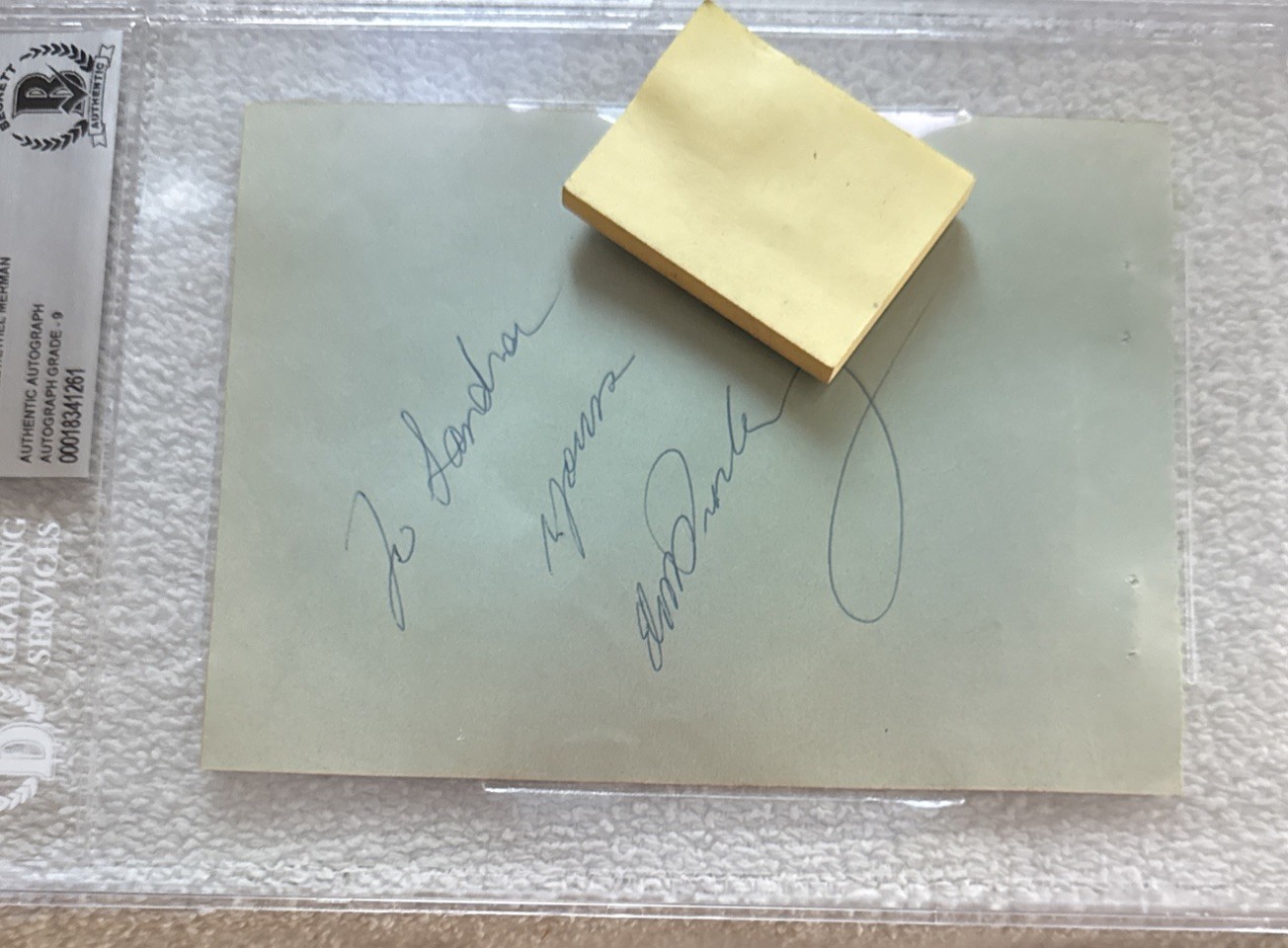 Elvis Presley Signed BAS Beckett SLAB Slabbed Graded 9 Ethel Merman