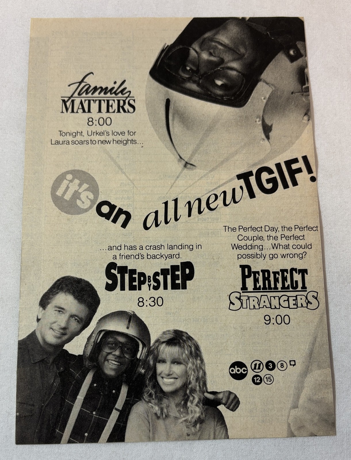 1991 ABC tv ad ~ FAMILY MATTERS Urkel’s love, STEP BY STEP, PERFECT STRANGERS