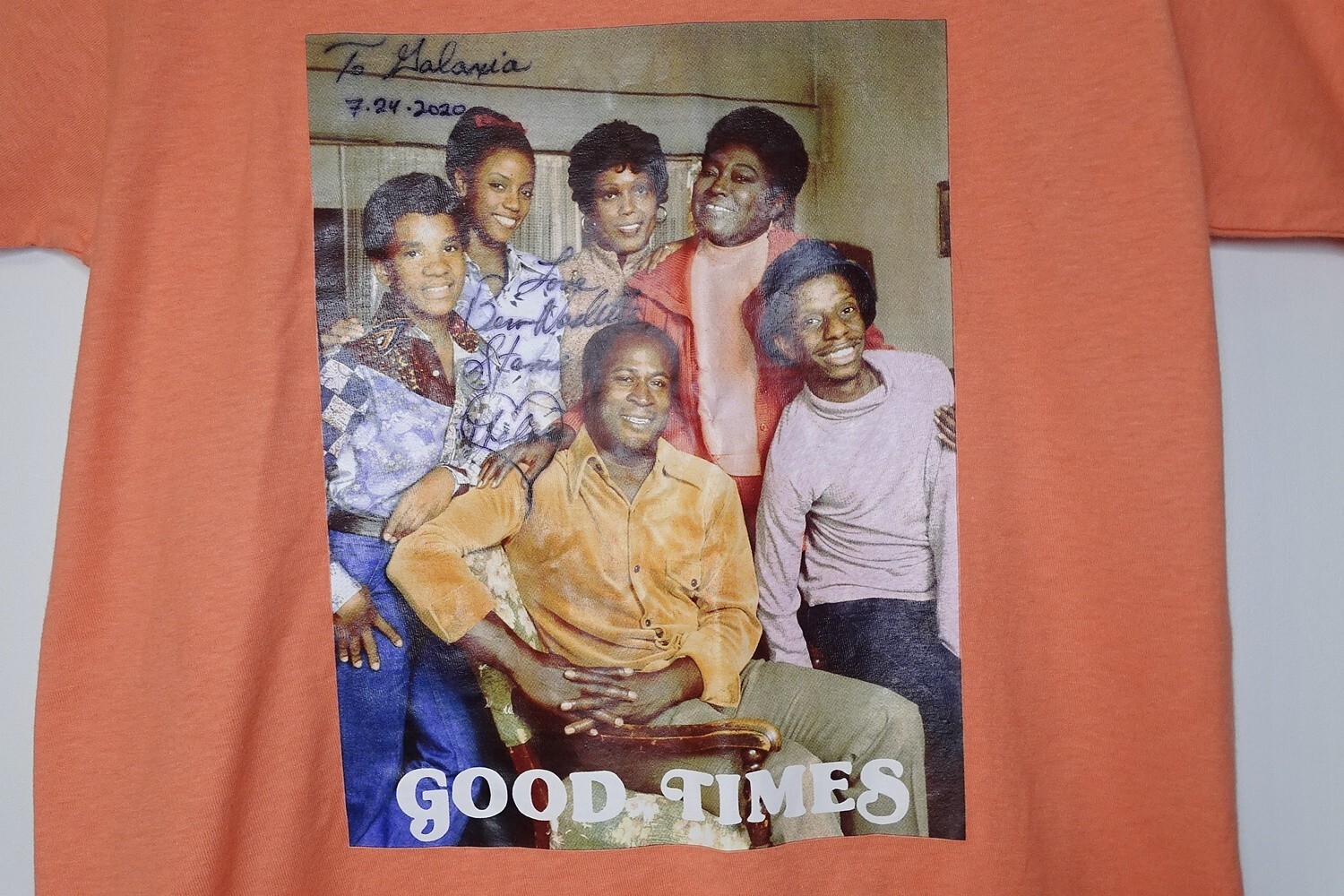 GOOD TIMES Size Small T-Shirt Signed To: Galaxia Love Bern Nadette Stanis Thelma