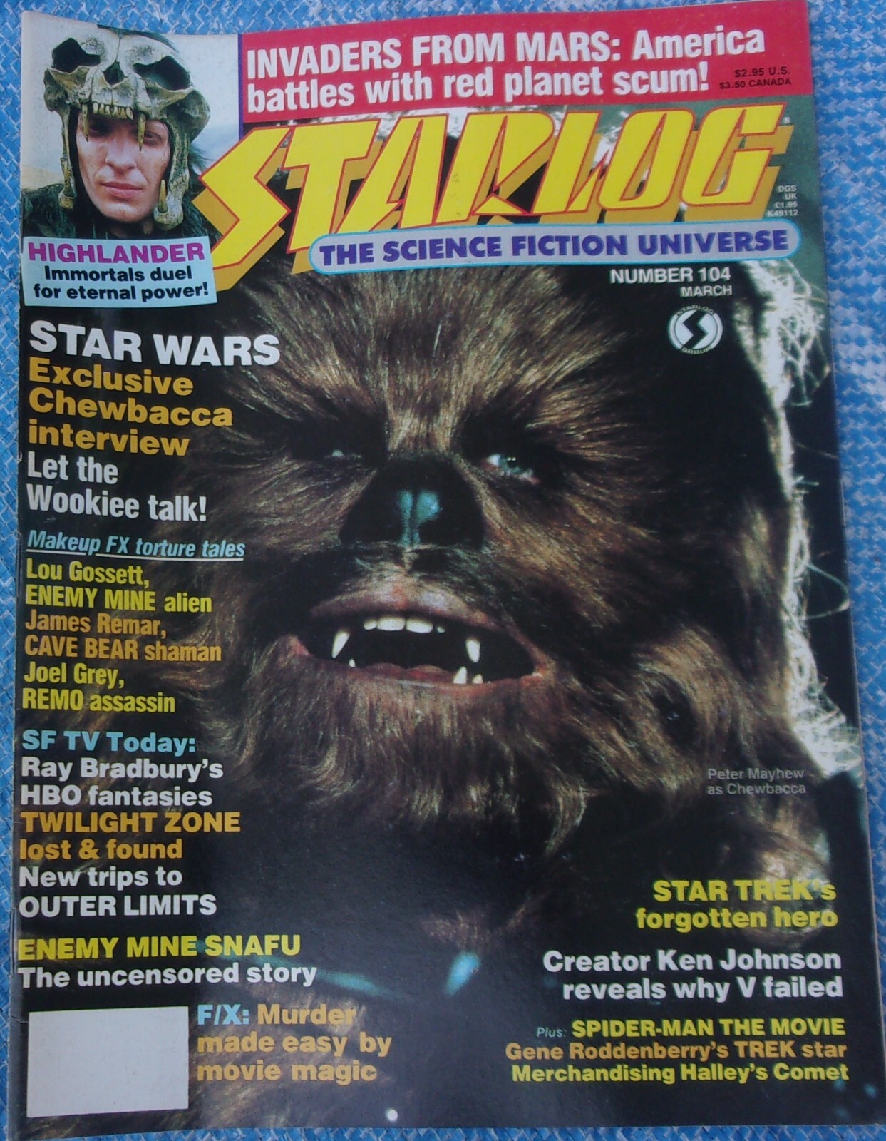 Starlog Magazine #104 1986 Star Wars Chewbacca Spider-Man The Movie Highlander