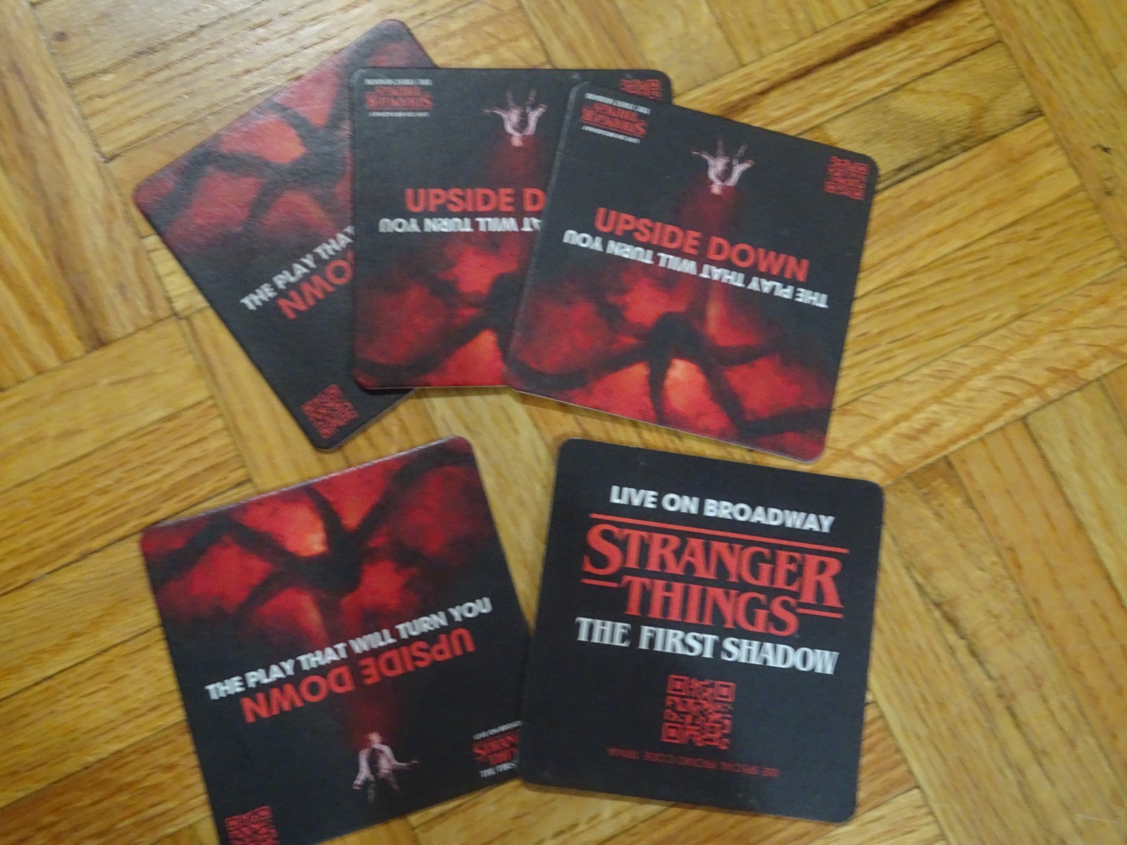 Stranger Things The First Shadow live on Broadway set of 5 promotional Coasters
