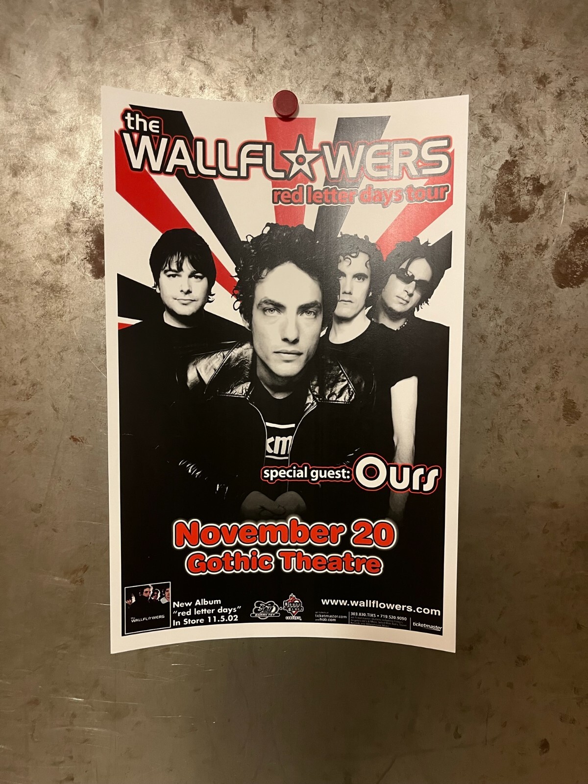 WALLFLOWERS w/ OURS Gothic Theatre Denver 2002 SHOW FLYER JAKOB DYLAN BOB Fey