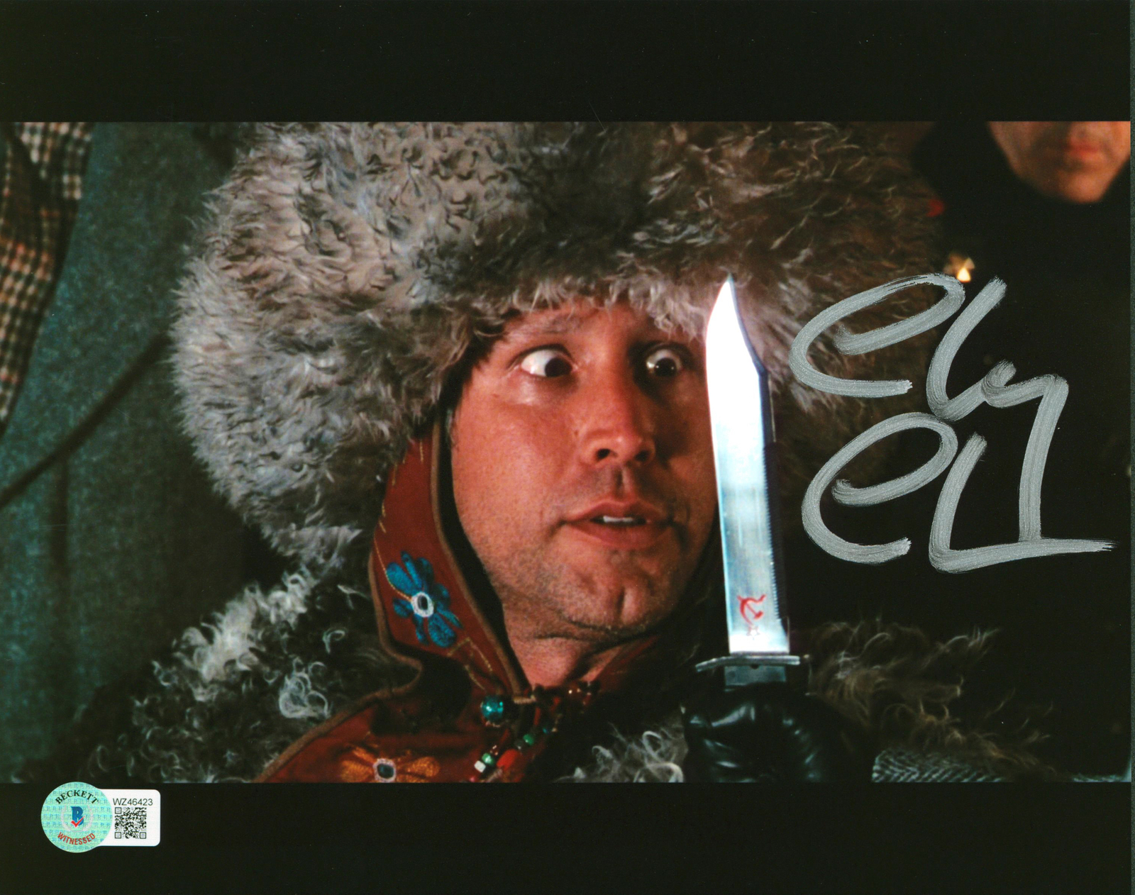 Chevy Chase Spies Like Us Authentic Signed 8×10 Knife Photo BAS Witnessed