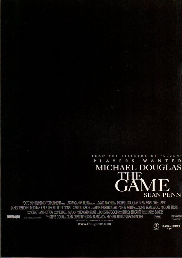 THE GAME Japanese Souvenir Program 1998, Michael Douglas, David Fincher