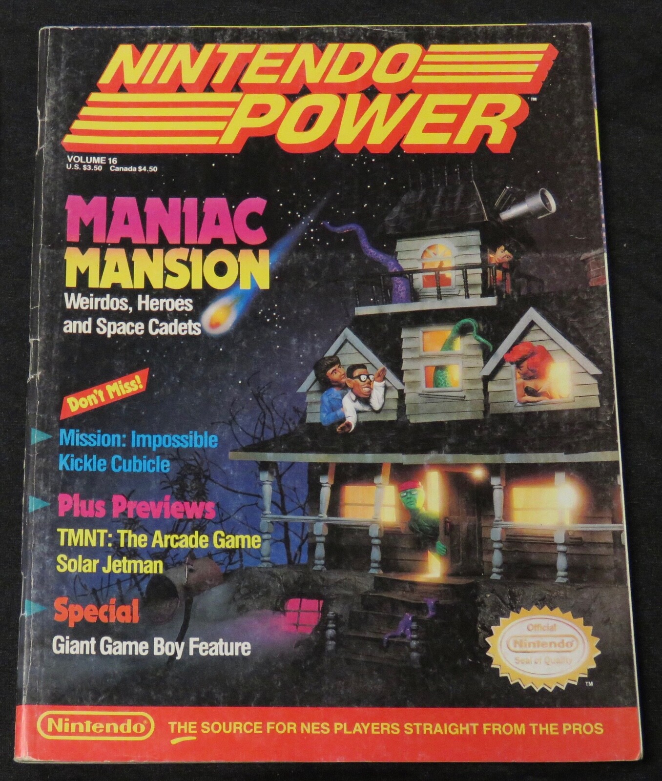 Nintendo Power Early Magazine # 16 NES Maniac Mansion Complete with Poster ++