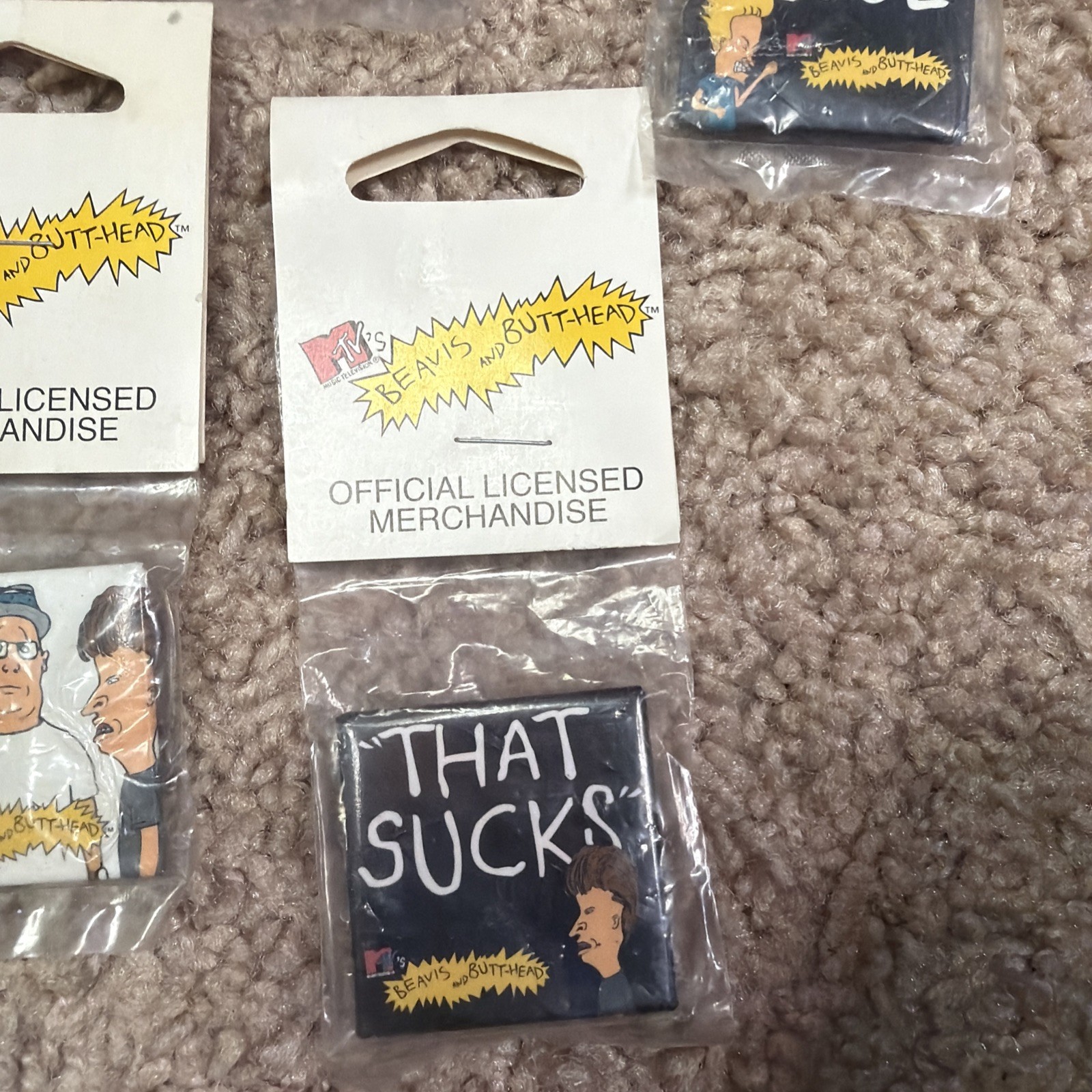 Vintage 1993 MTV Network Beavis And Butthead Buttons- Official Merchandise- New
