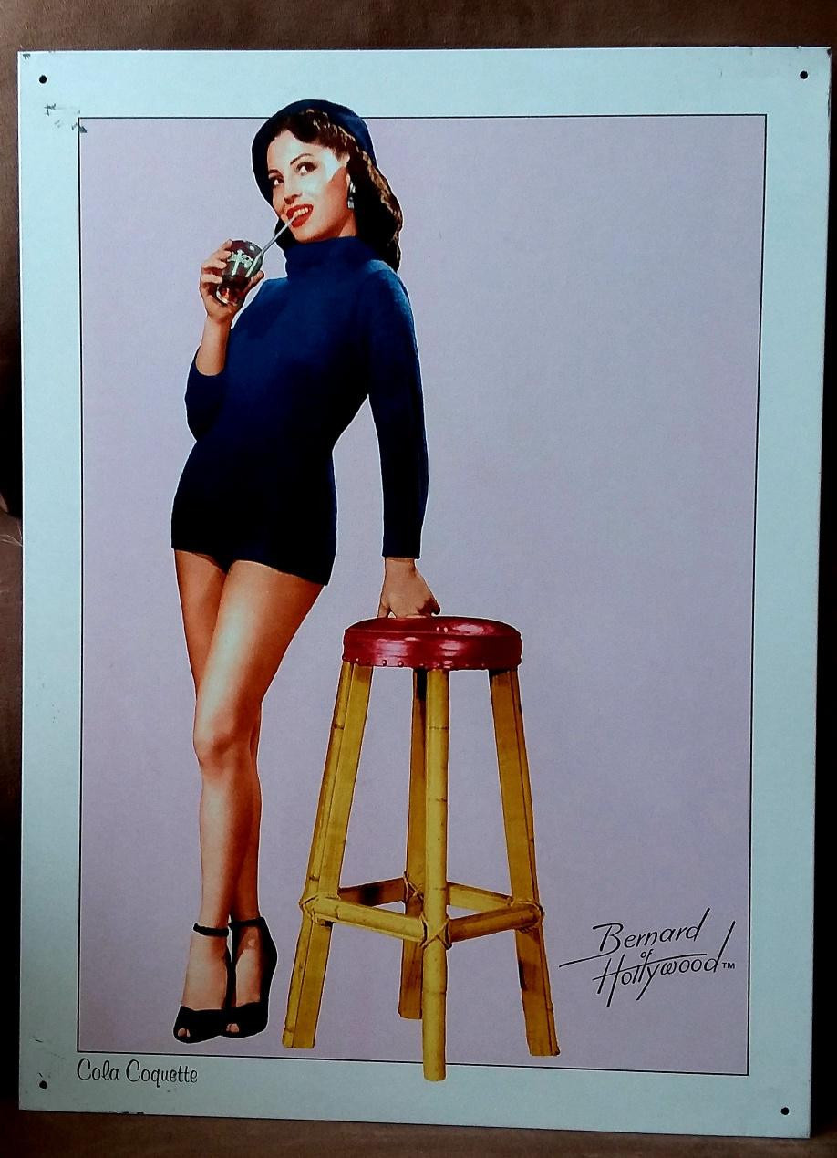 Bernard of Hollywood metal sign, “Cola Coquette”, 12″ x 16″, very good condition