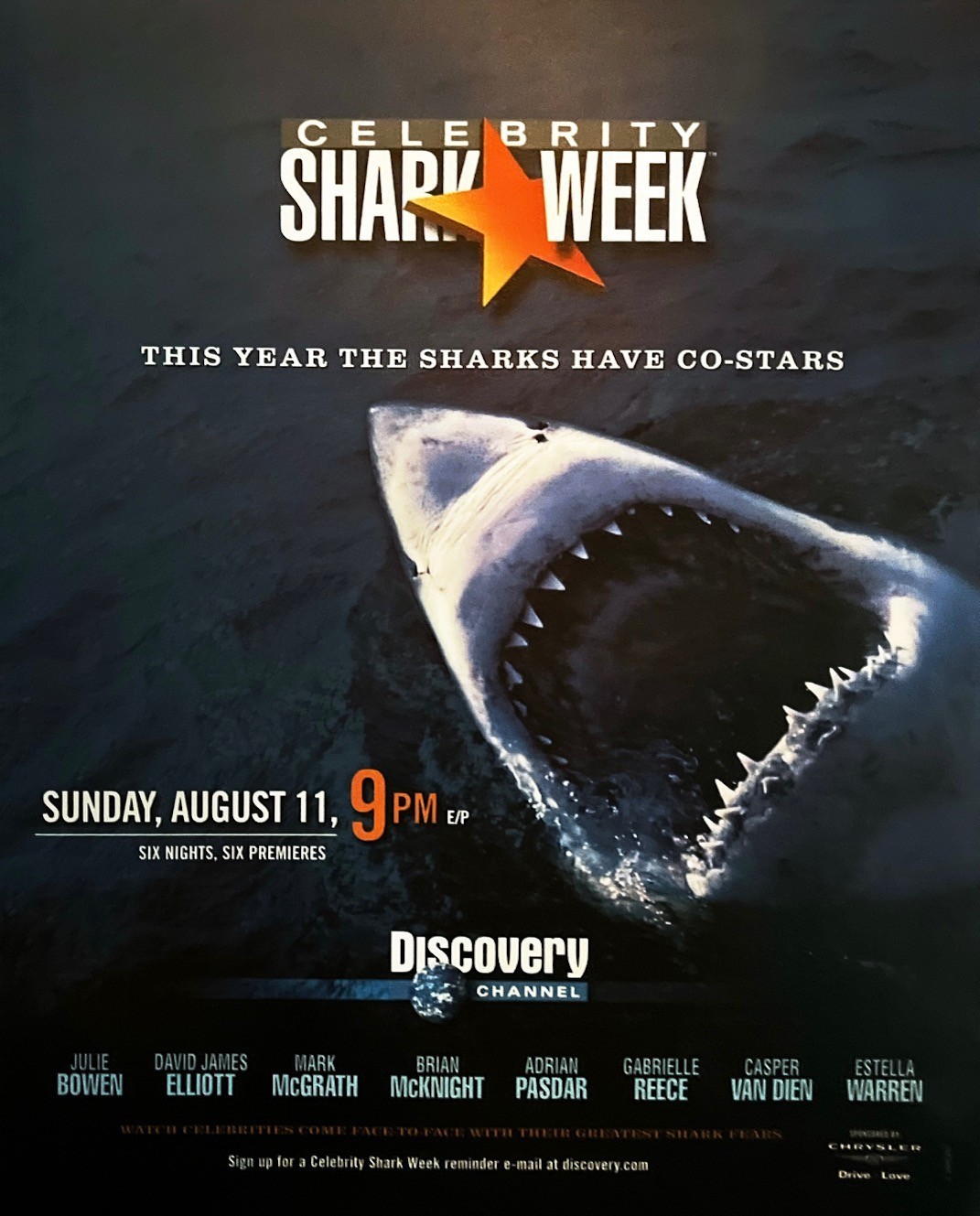 SHARK WEEK Vintage Magazine Print Ad TV Television Show 10″ x 12″