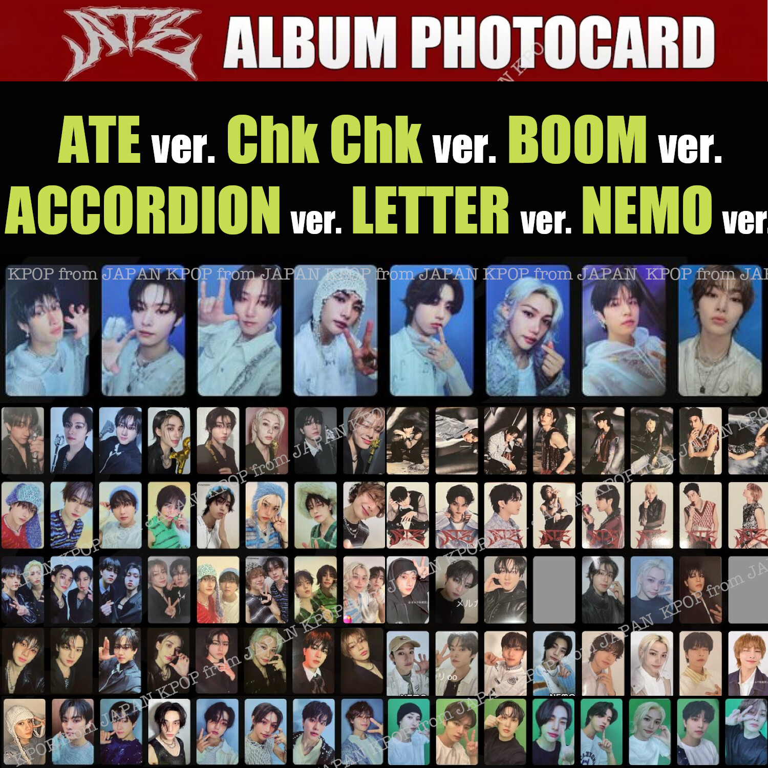 PRE STRAY KIDS ATE OFFICIAL ALBUM PHOTOCARD Chk Boom Accordion NEMO Letter POB