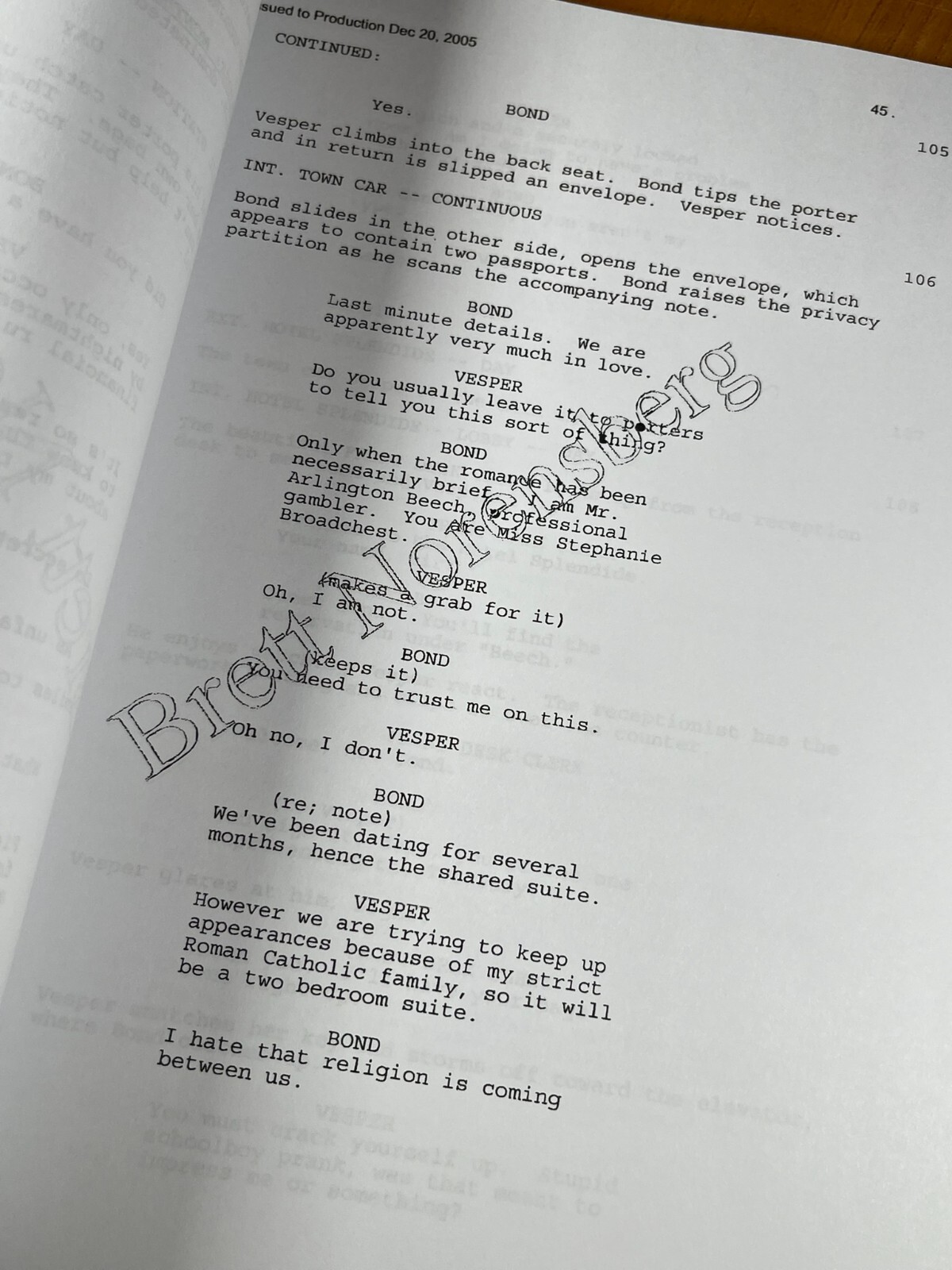 Casino Royale Script Signed- Autograph Reprints- Daniel Craig- James Bond 007