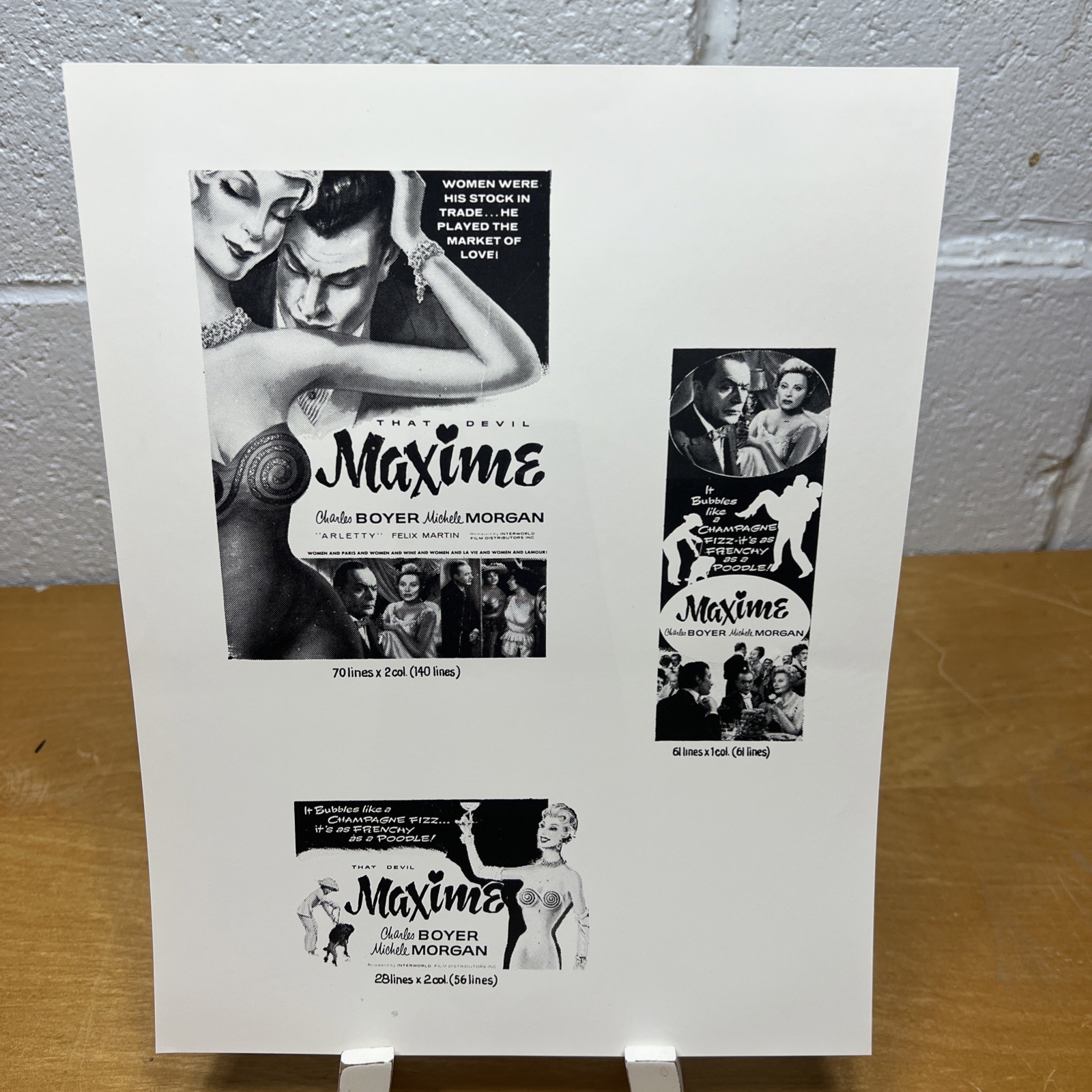 1962 Maxime Press Kit 6 Photos Charles Boyer Michele Morgan Seven Arts Folder