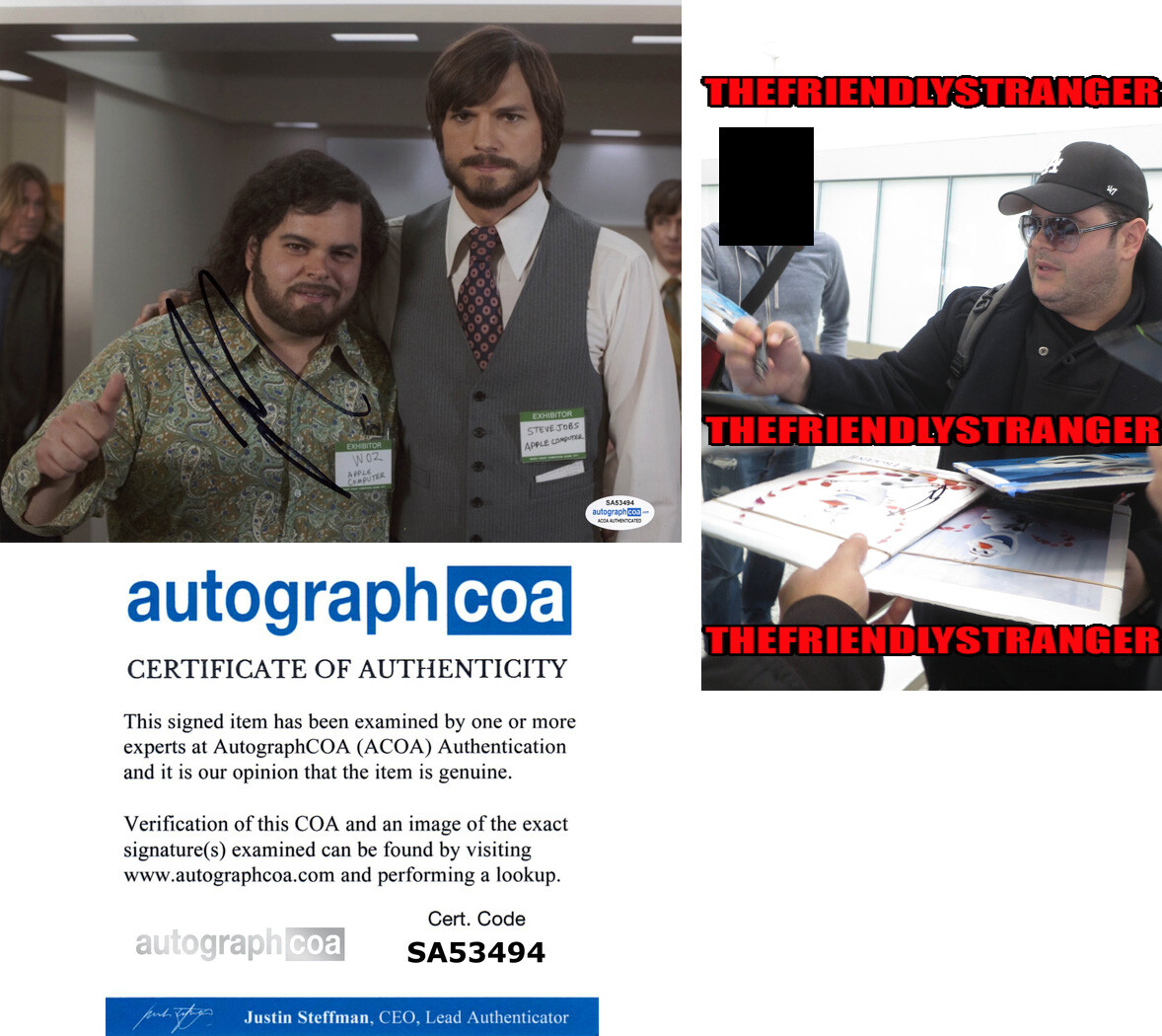 Josh Gad signed Autograph “JOBS” 8X10 Photo PROOF Frozen WOZ Steve Wozniak ACOA