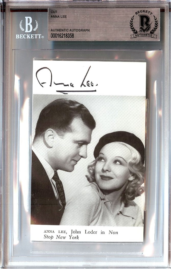 Anna Lee Signed Autograph Cut Signature Non Stop New York BAS Encased 8358