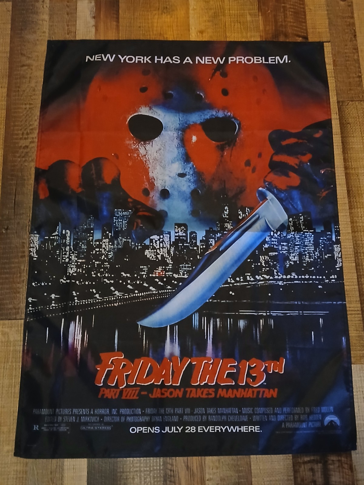 Friday the 13th Jason Takes Manhattan tapestry 27×40