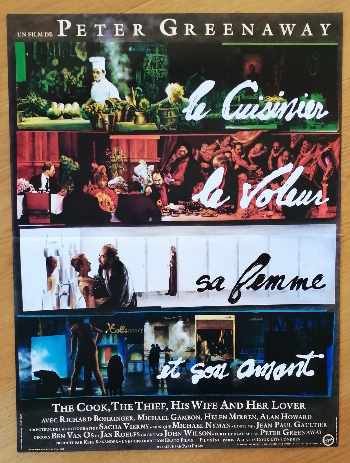 THE COOK THIEF HIS WIFE LOVER greenaway original french movie poster ’89