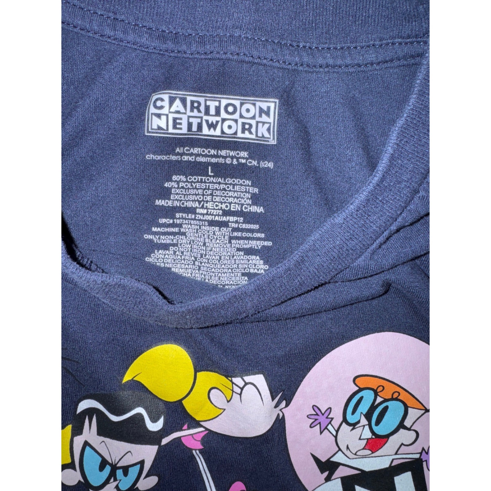 Cartoon Network Graphic T Courage Cowardly Dog Johnny Bravo Dexter’s Lab Size L
