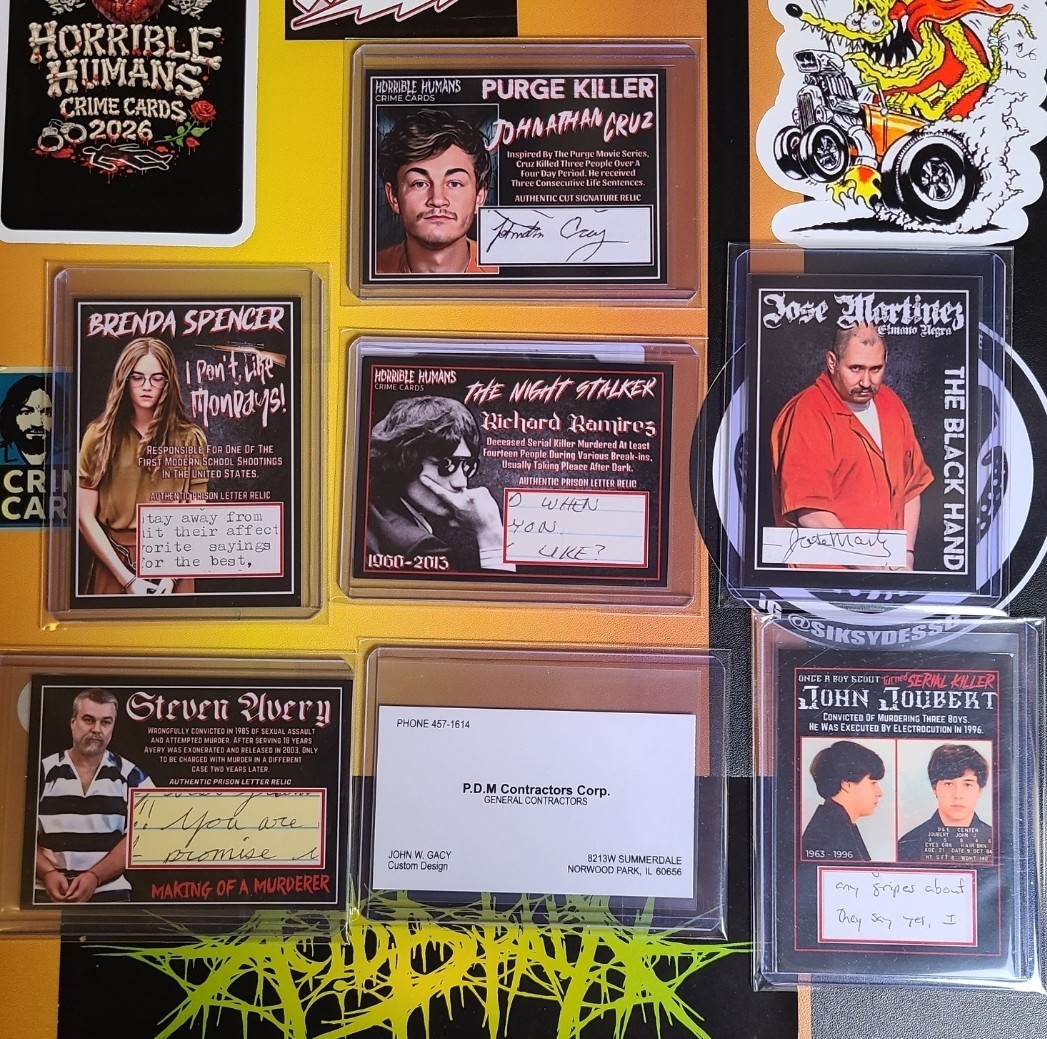 Horrible Humans 7 Card True Crime Card Lot Starter Set