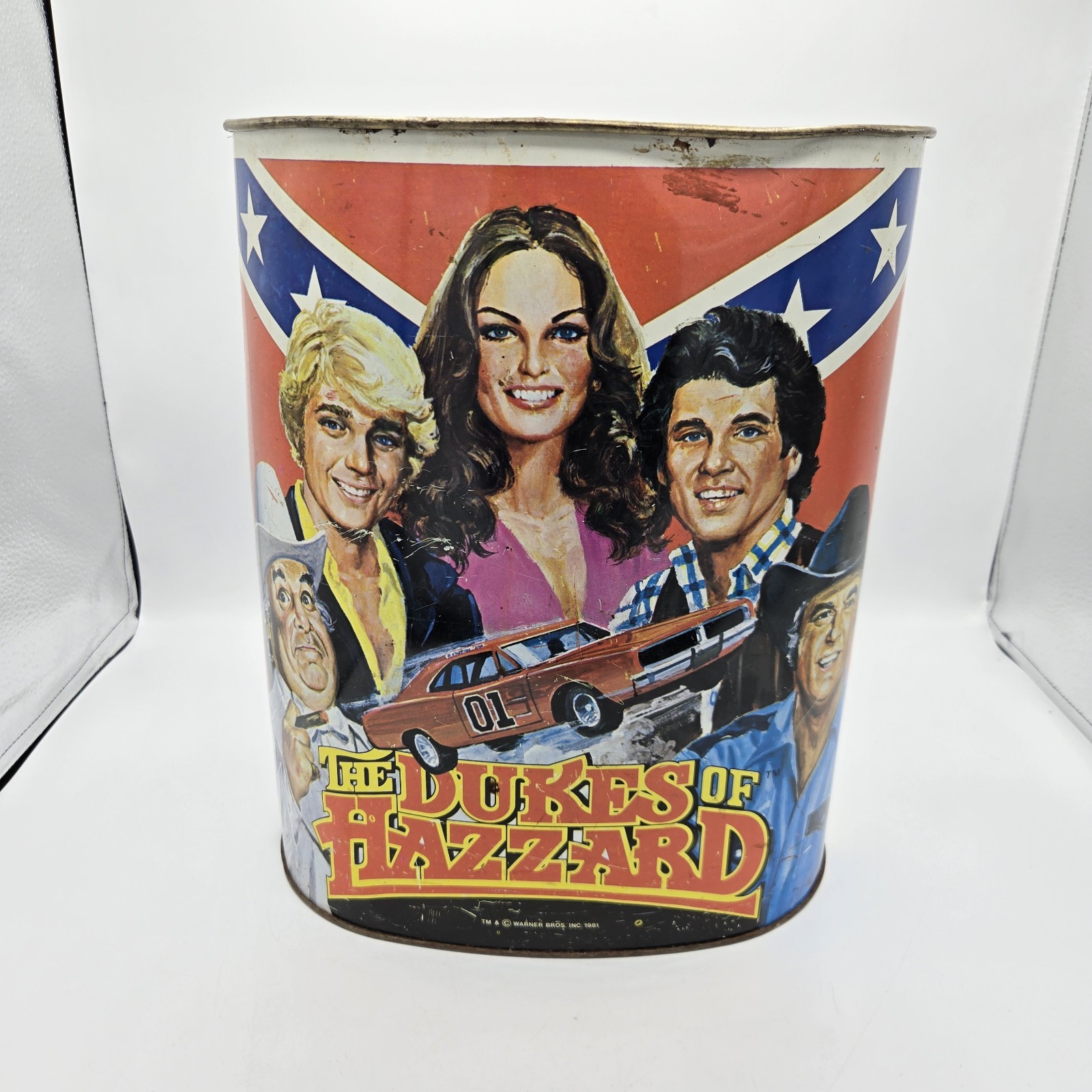Vintage 1981 The Dukes of Hazzard 13″ Metal Trash Can Cheinco Made In The USA