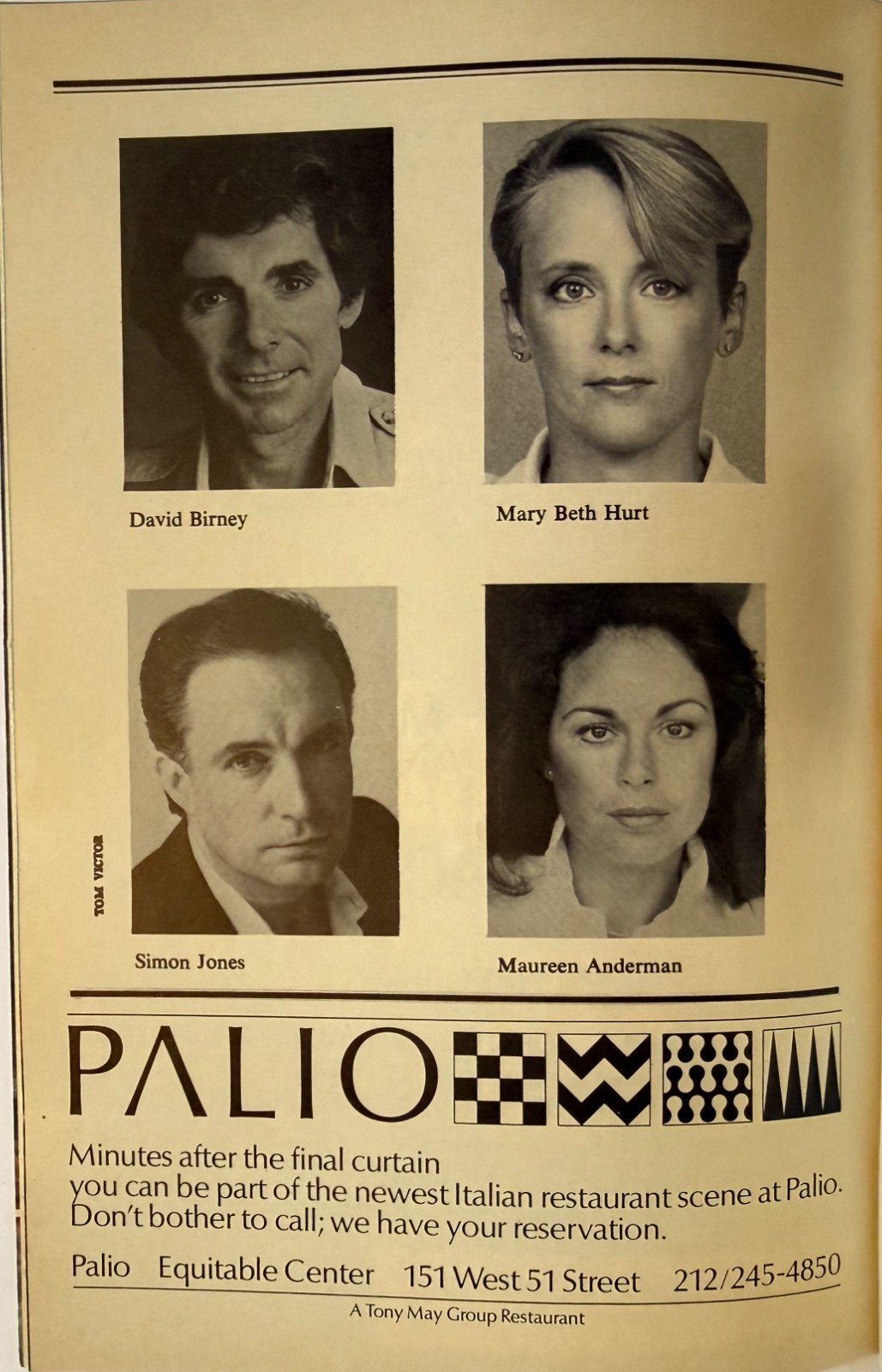 Signed Benefactors Playbill 1986 David Birney Mary Beth Hurt Broadway Auto