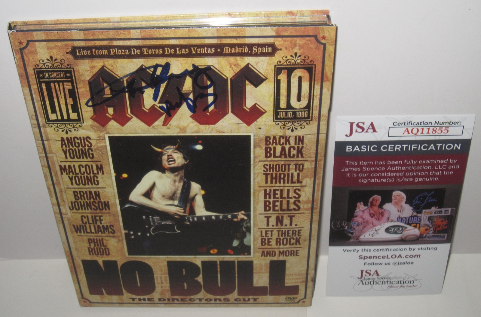 ANGUS YOUNG SIGNED AC/DC NO BULL DVD THE DIRECTORS CUT ROCK AUTOGRAPH JSA COA
