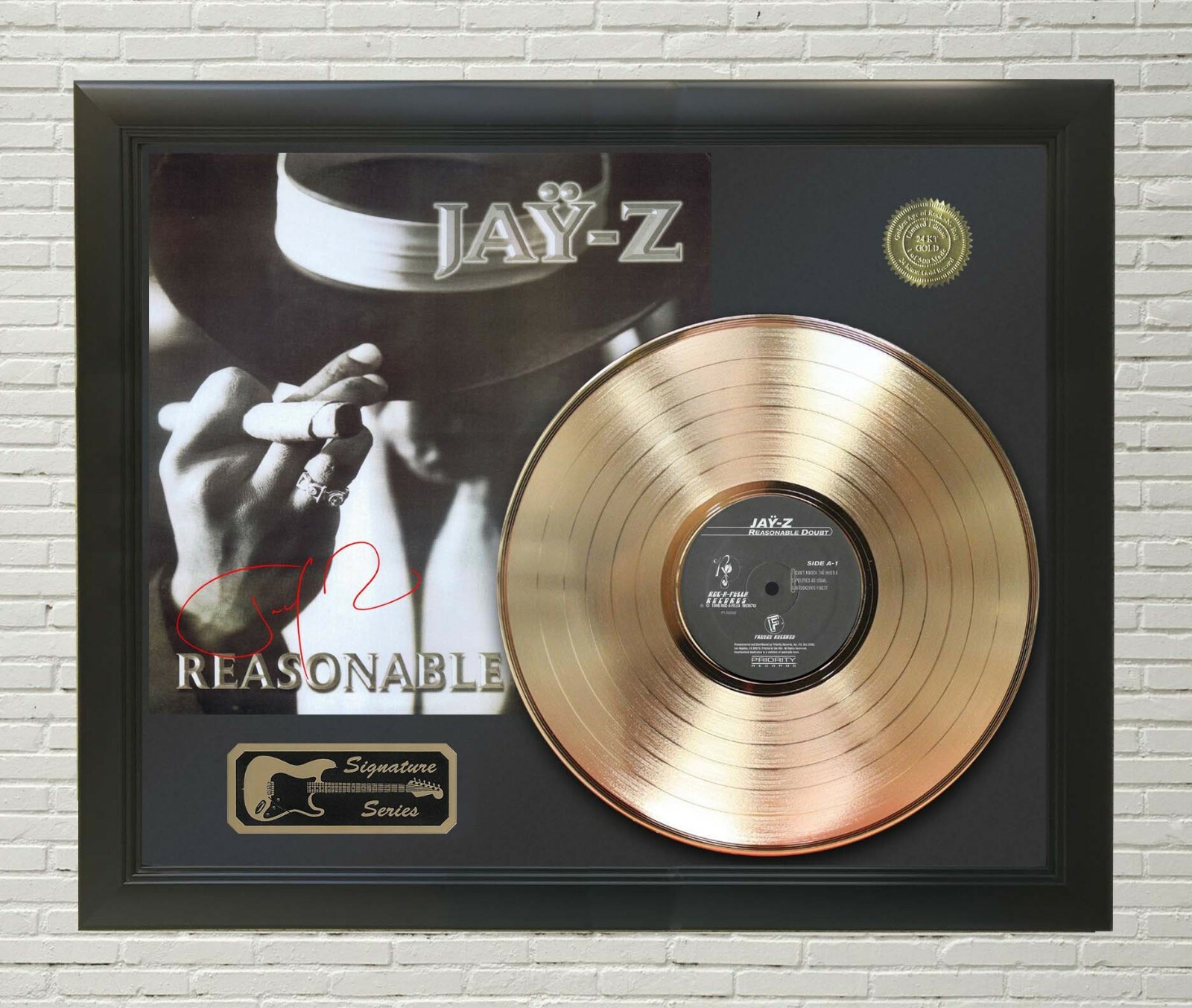 Jay Z Framed wood Reproduction Signature LP Record Display. “M4”