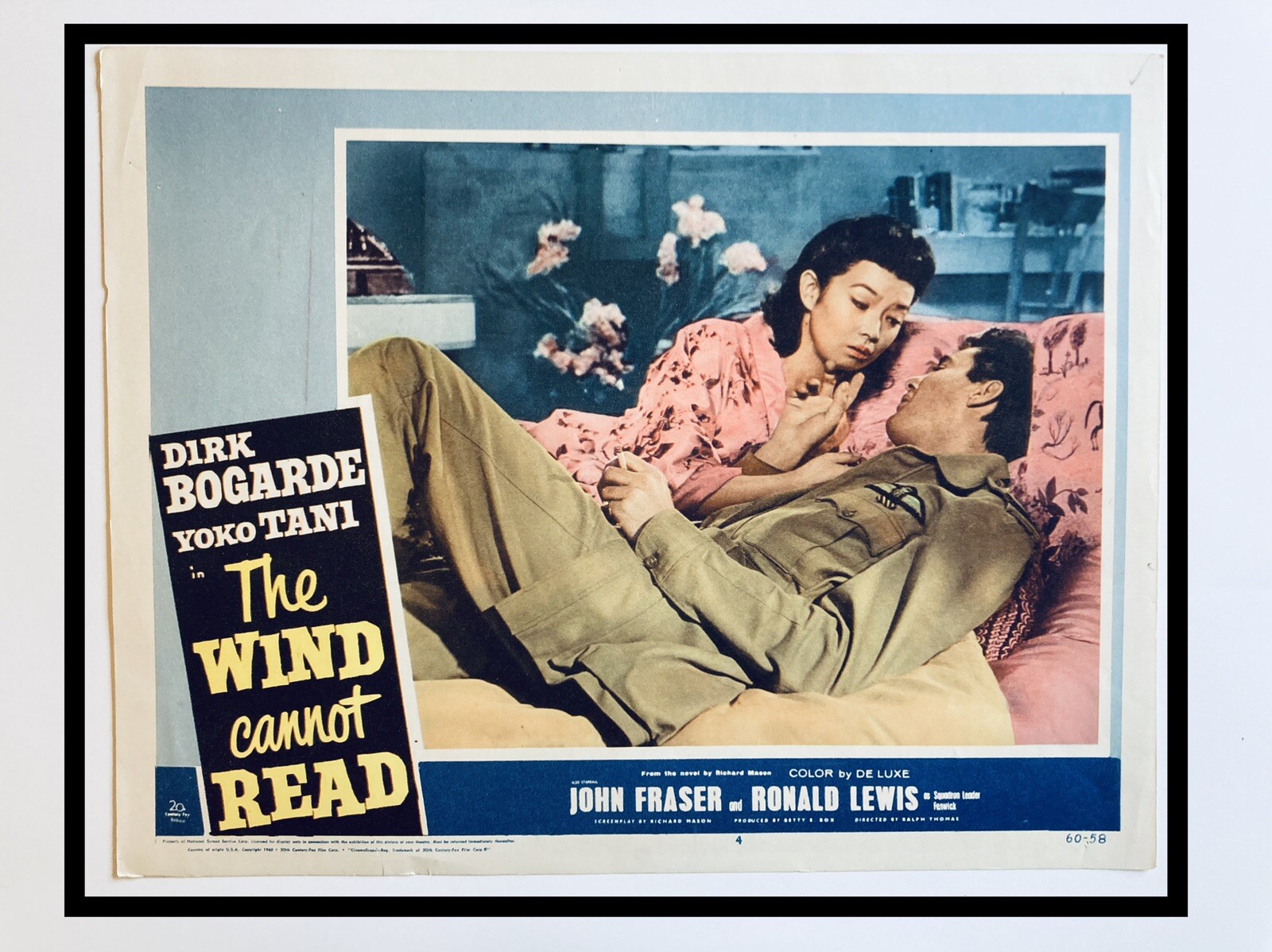 Vtg Original Lobby Card 1958 The Wind Cannot Read Dirk Bogarde Yoko Tani 11×14