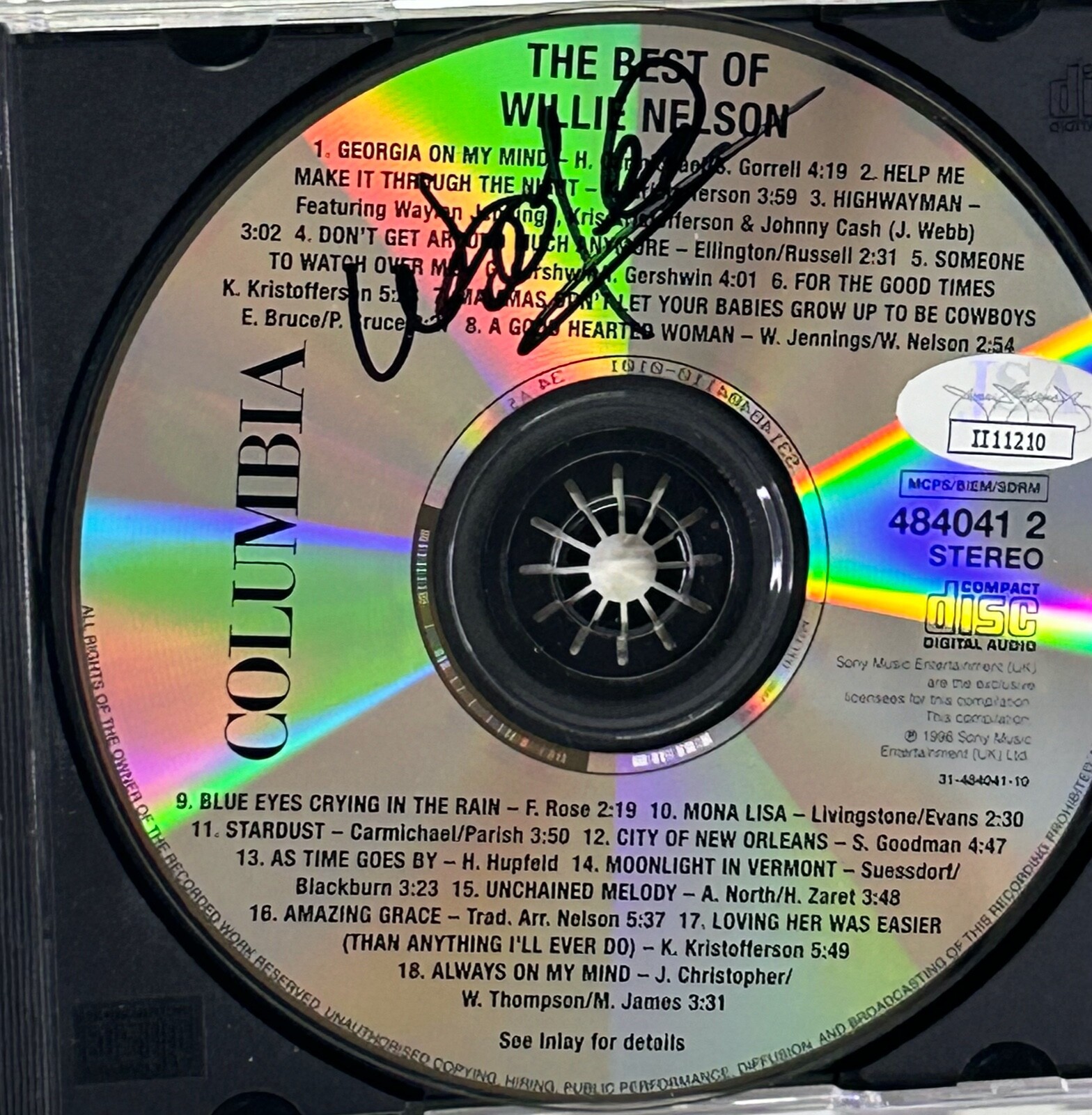 WILLIE NELSON Signed Autograph CD “The Best of Willie Nelson” JSA COA