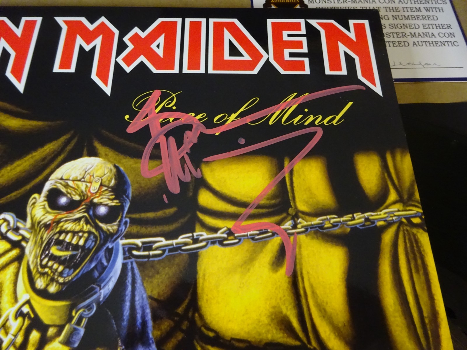Signed Bruce Dickinson Autographed Iron Maiden Vinyl Album Monster Mania COA