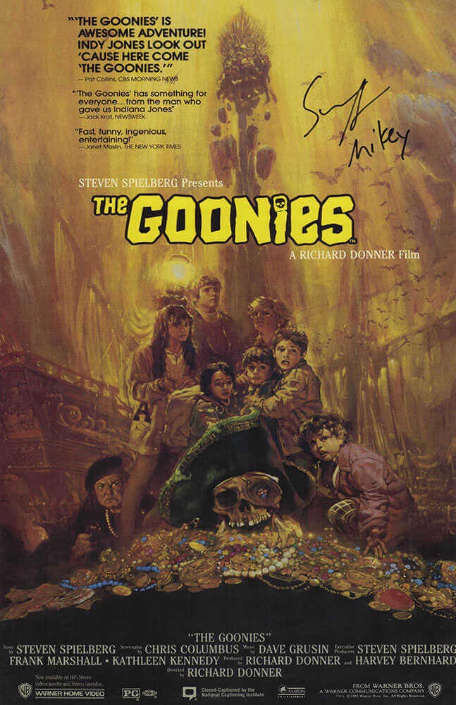 Sean Astin Signed Goonies 11×17 Movie Poster w/Mikey – (SCHWARTZ COA)