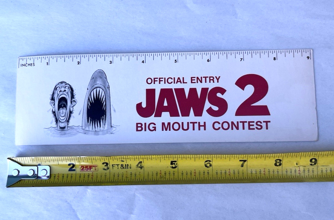 Vintage Jaws 2 Big Mouth Contest Official Entry Form Ruler Movie Promo Unused