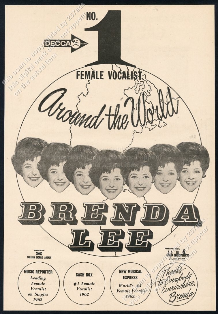1963 Brenda Lee 7 photo concert gig booking vintage trade print ad