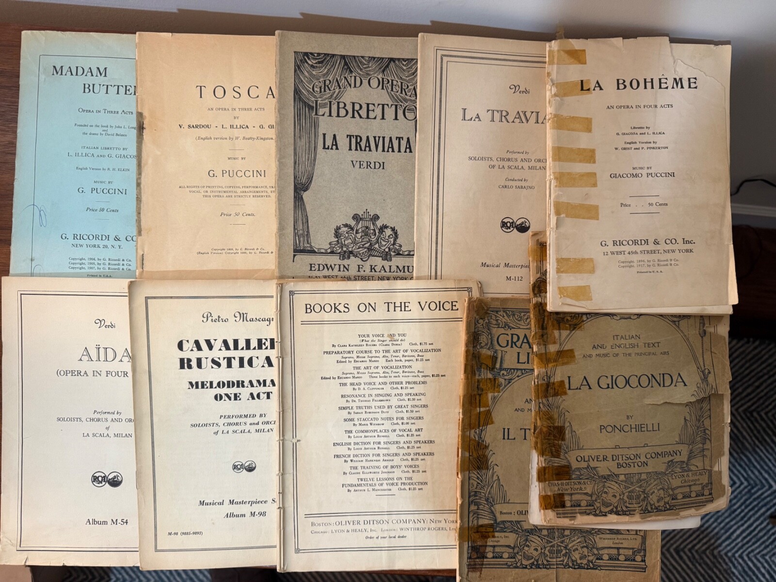 Vintage Lot x 10 Opera Librettos AIDA, LA TRAVIATA , LA BOHEME, MADAM BUTTERFLY