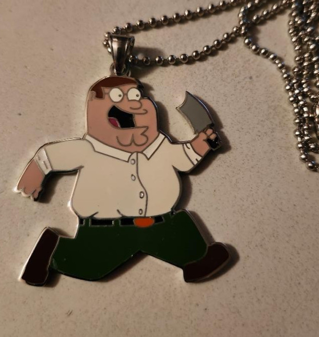 MIP-Hatchetman Family Guy Peter Griffin pendant with a 30 inch ball chain
