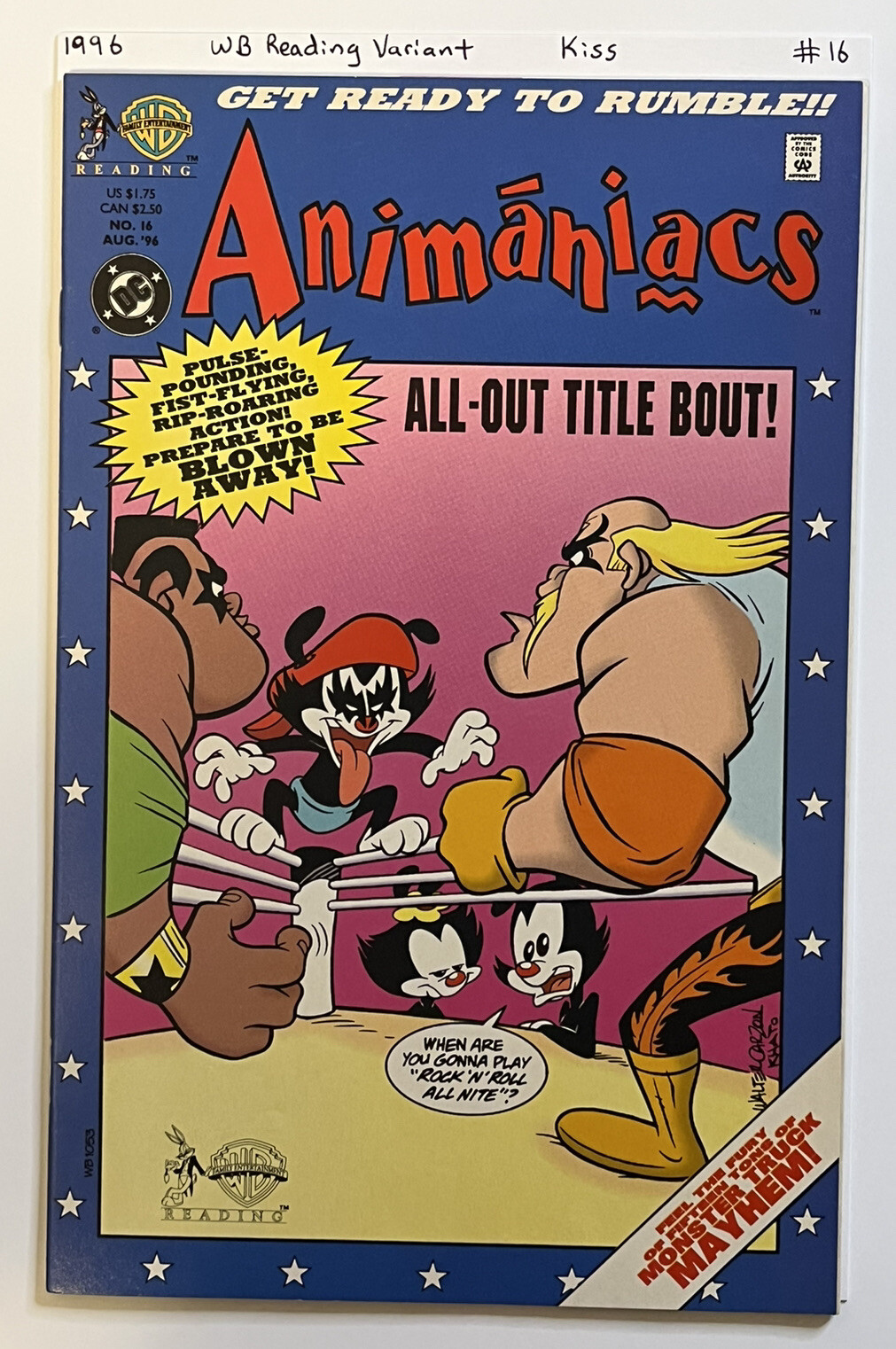 Animaniacs #16 KISS Band Gene Simmons Parody Cover 1996 WB Reading Variant