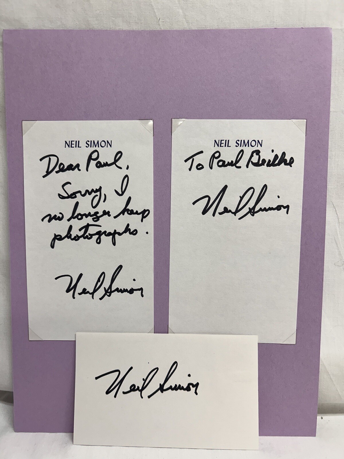 Neil Simon American Playwright Screenwriter Signature Index Card & Personal Note
