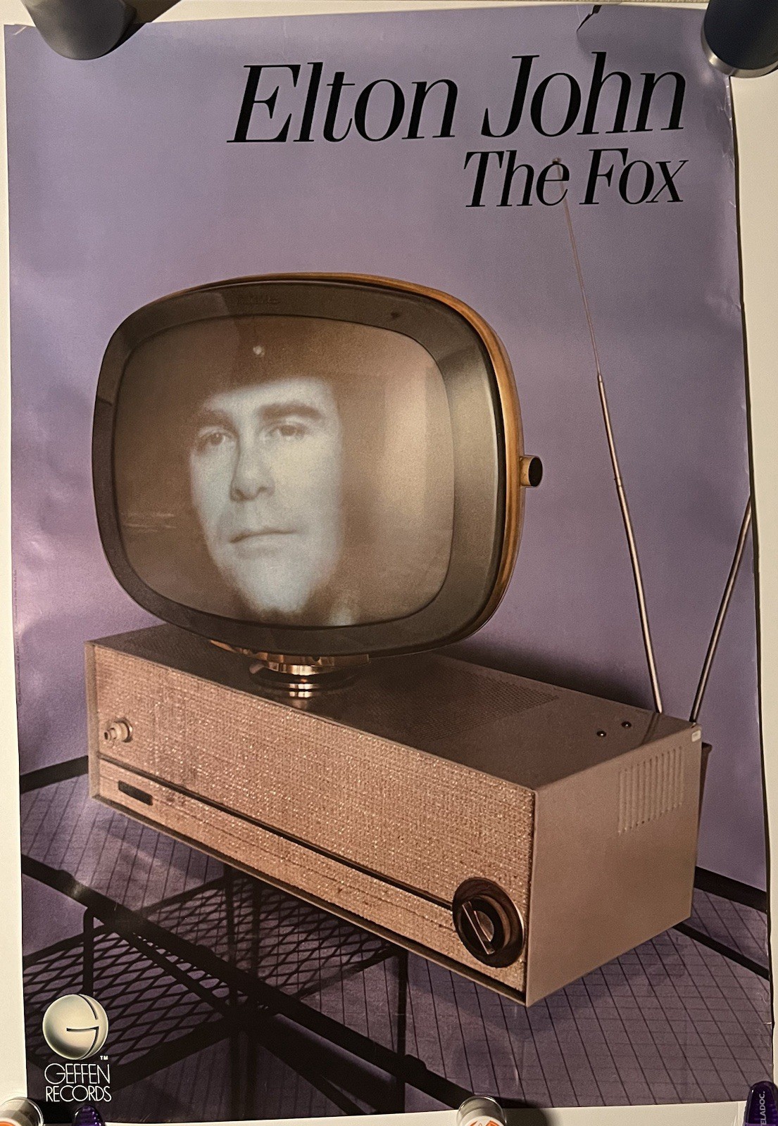 Original 1981 Elton John The Fox Promotional Poster 23″ X 34″ Geffen Philco TV