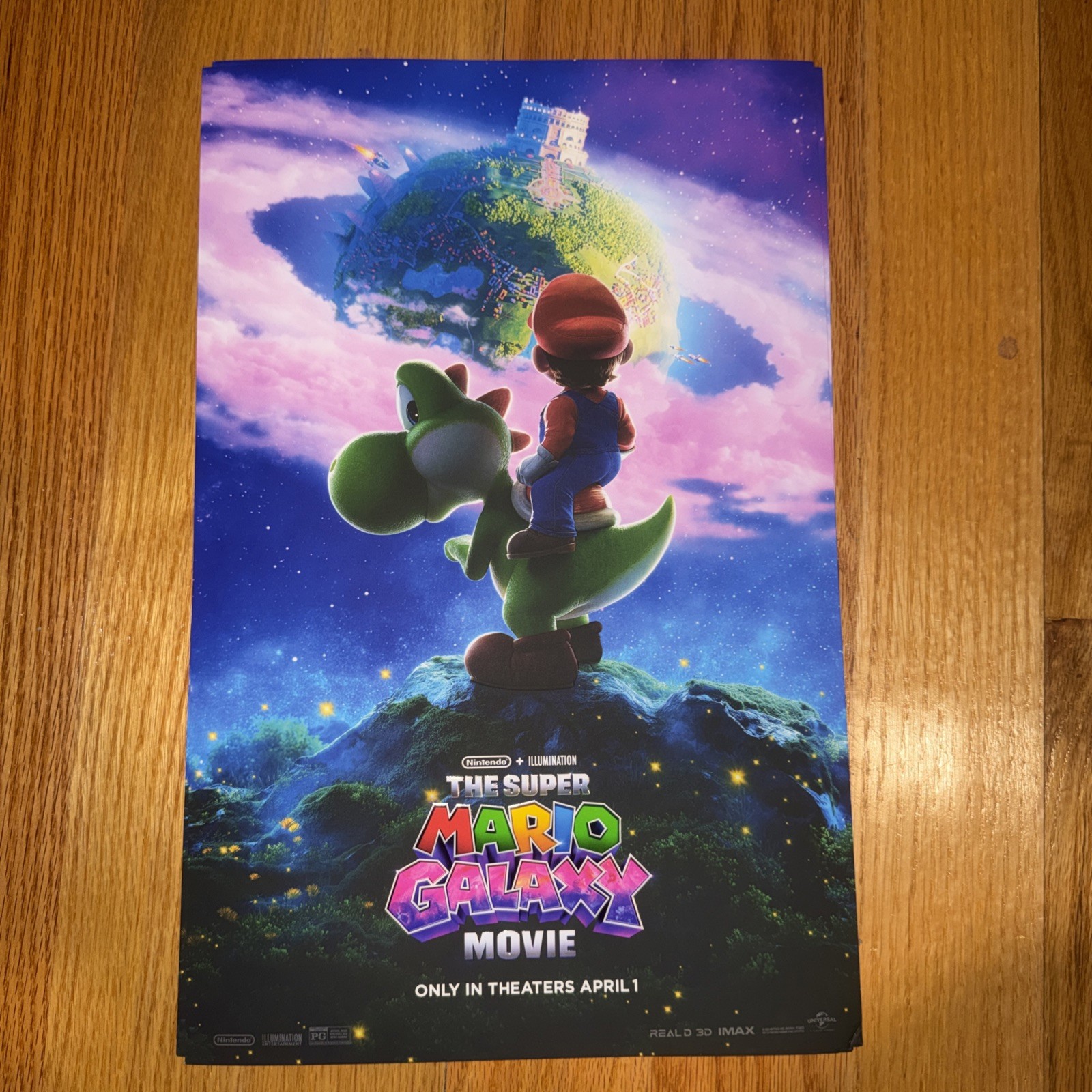 Super Mario Galaxy Movie 2026 Embossed Promo Print – Mario Riding Yoshi – Rare