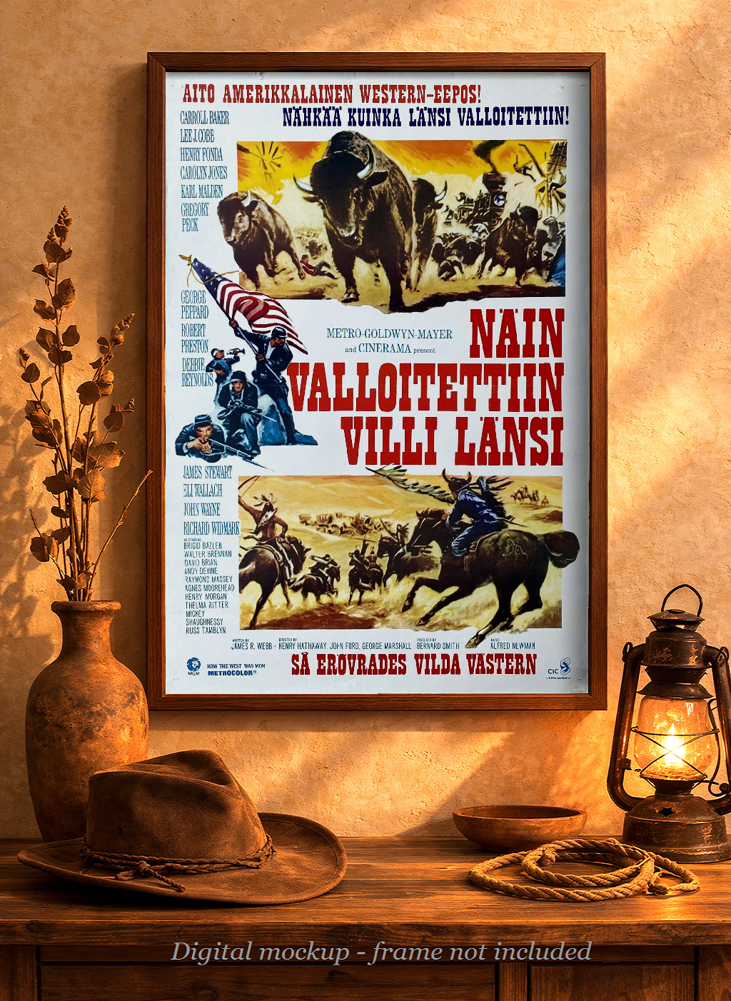 HOW THE WEST WAS WON 1962 – Original Finnish Movie Poster 1976 VF FREE SHIPPING