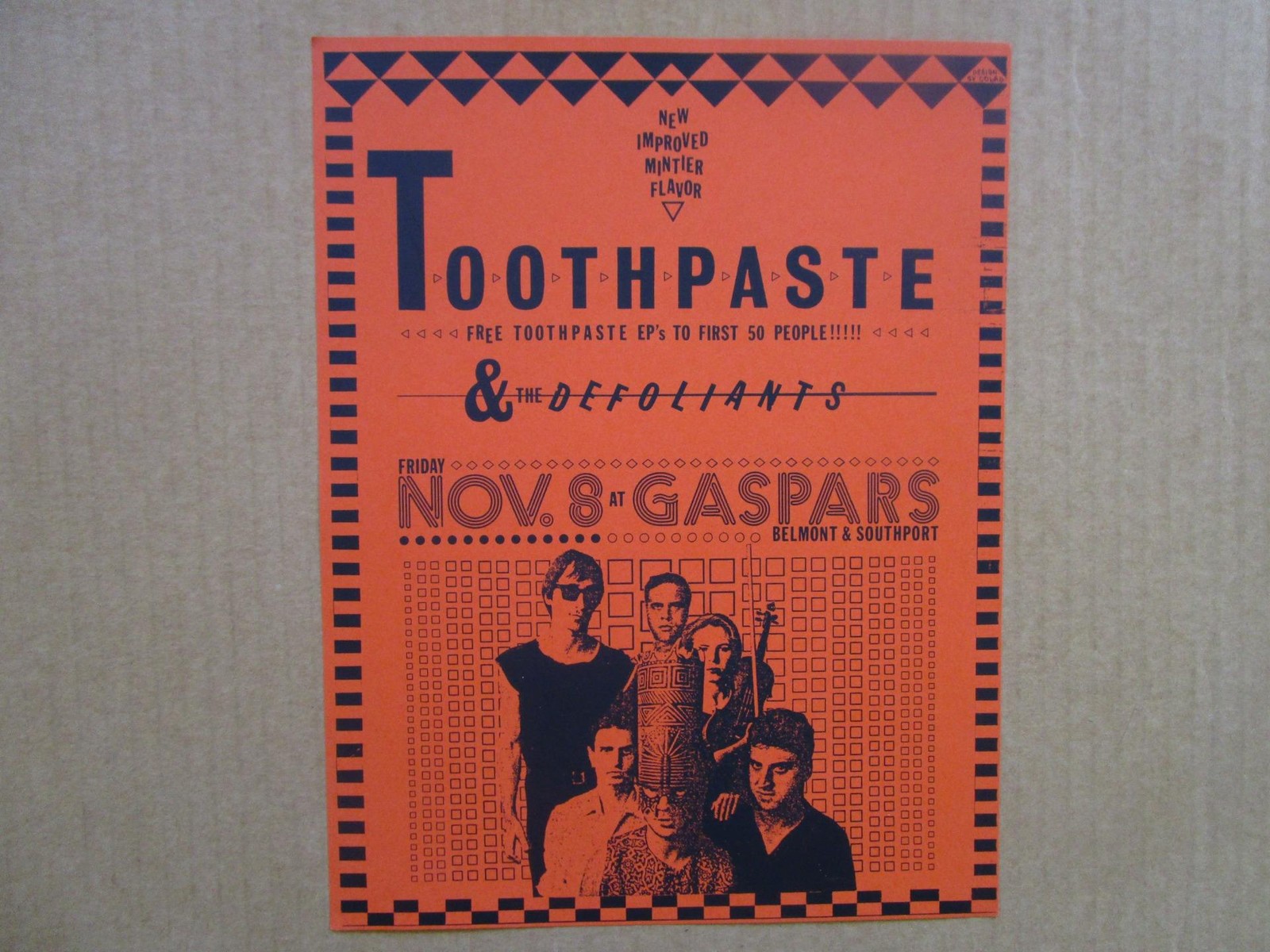 TOOTHPASTE / Defoliants @ GASPARS 11/85 – Chicago Gig Flyers Handbills