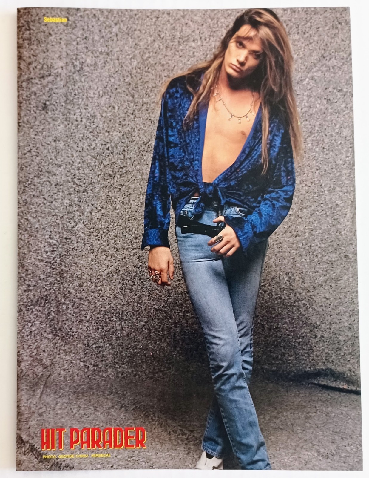 SKID ROW~SEBASTIAN BACH~1991 POSTER~FULL PAGE MAGAZINE PINUP CLIPPING~HAIR METAL