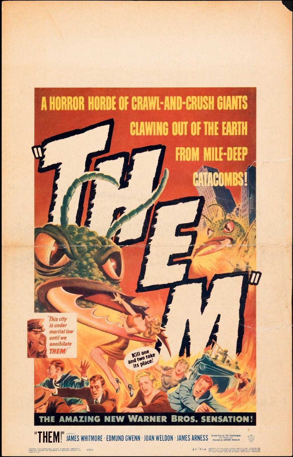 1954 Them Original Movie Poster Window Card 14×22 Horror Cult Giant Ants Sci-Fi