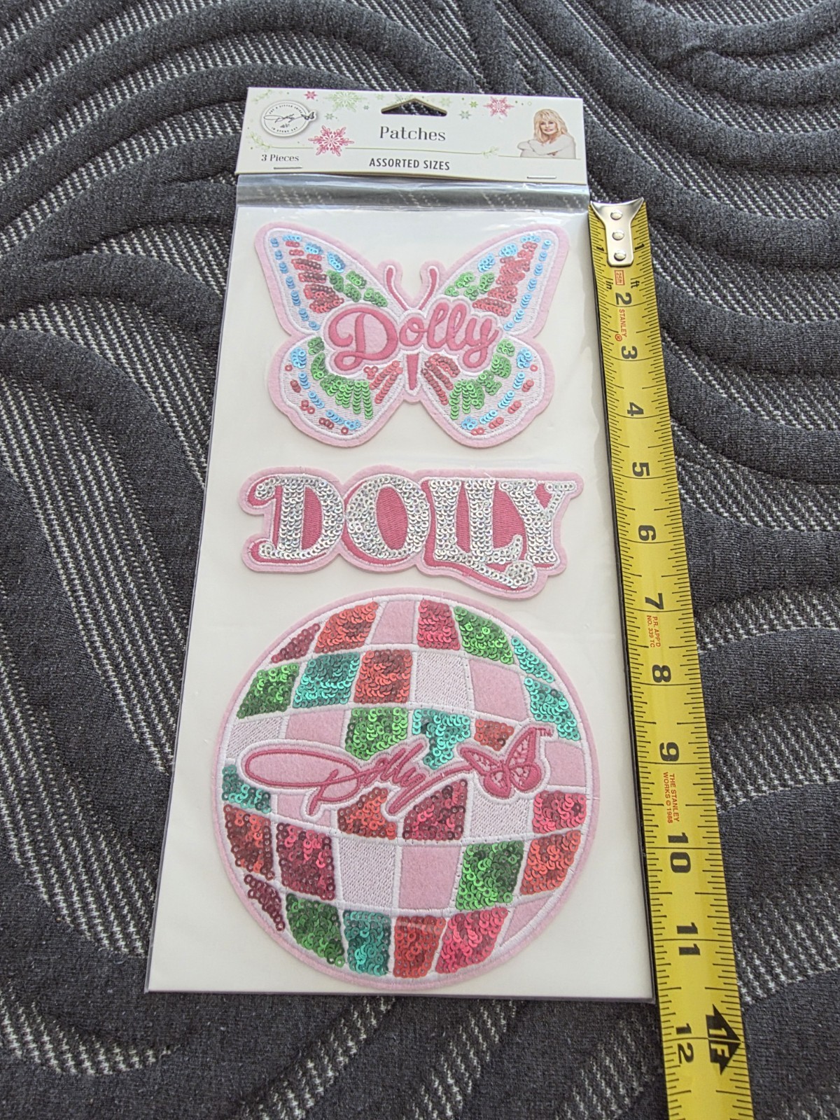 Dolly Parton Embroidery Patches, 3 Pieces, Assorted Sizes, New