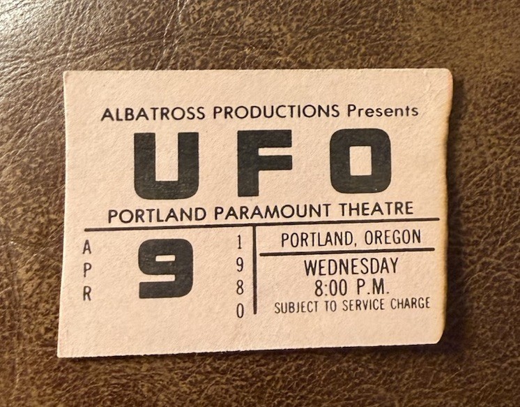 UFO RARE CONCERT TICKET STUB PORTLAND, OR 04/09/1980