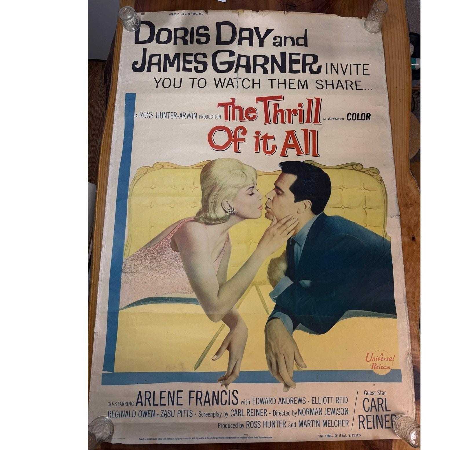 Vintage 1963 The Thrill of it All Movie Poster Doris Day James Garner Universal