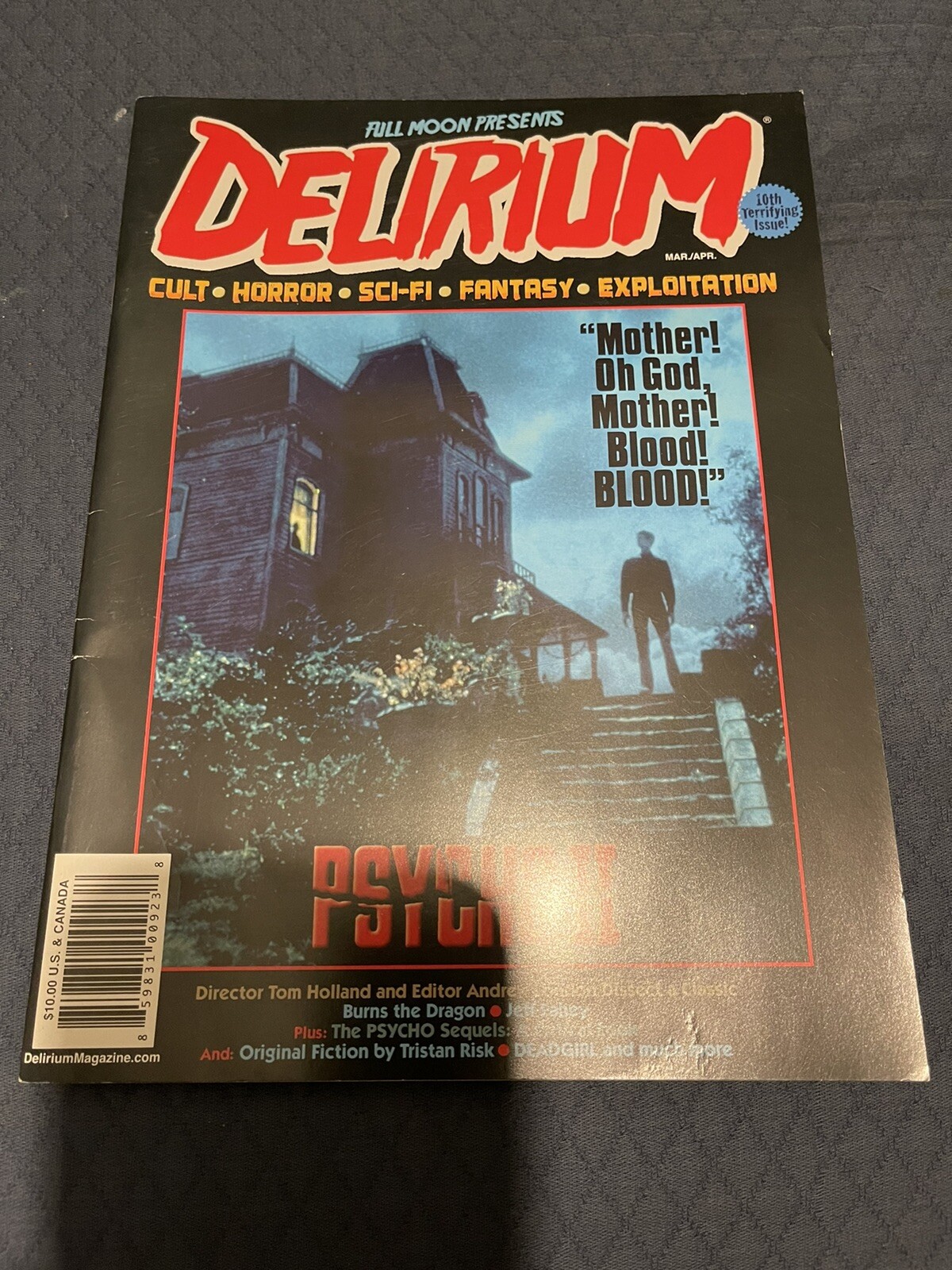 Delirium #10 Autographed Tom Holland Psycho II Poster!!!