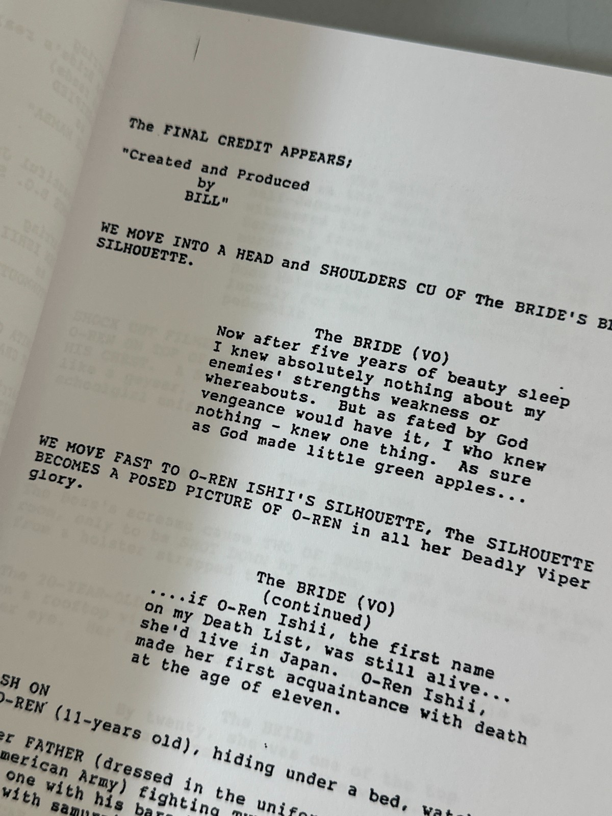 Kill Bill Screenplay Final Draft Quentin Tarantino Uma Thurman 2003 Movie Script