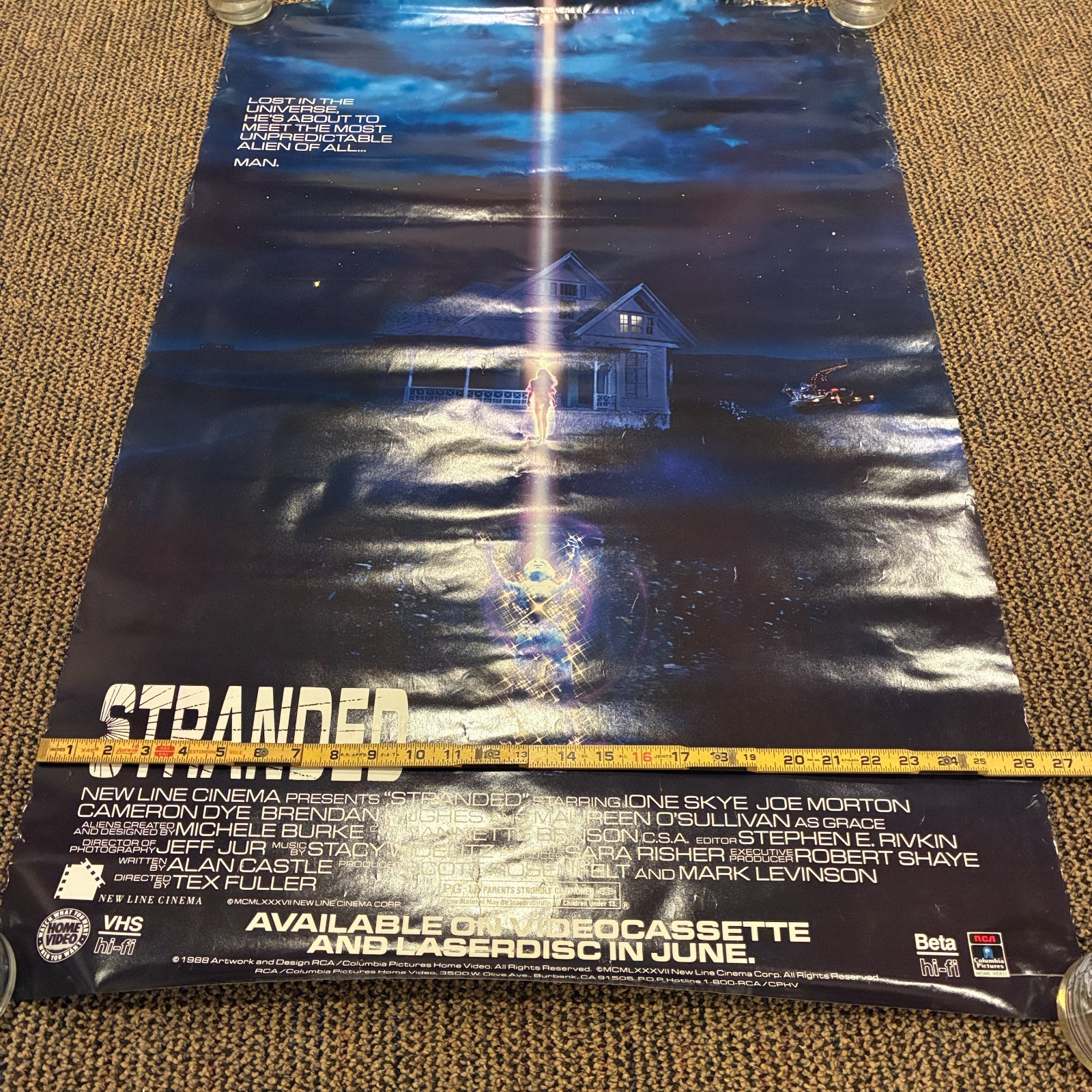 Vintage Stranded Large Poster Original Movie Poster Used 1987 Sci Fi