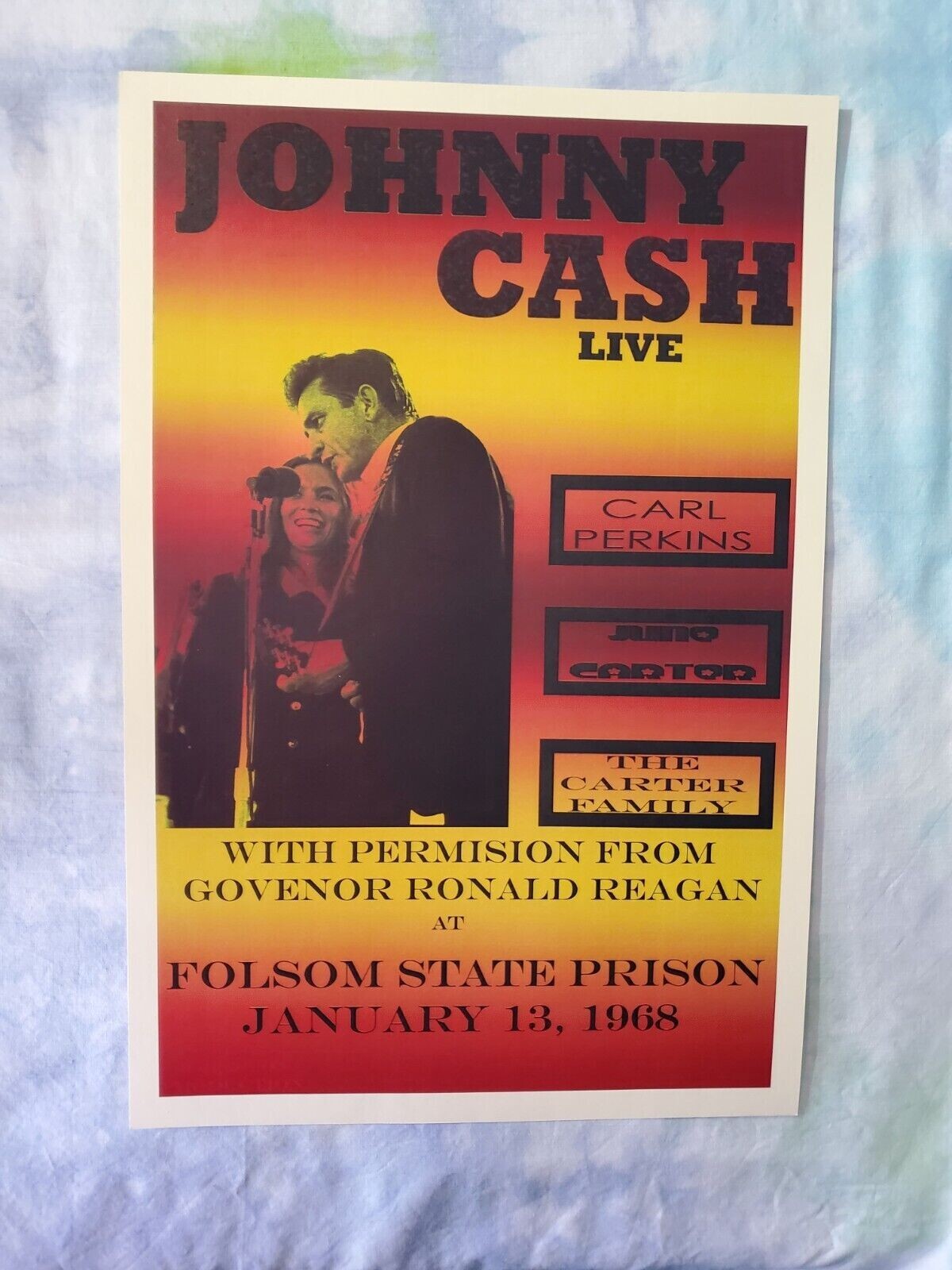 Johnny Cash Live @ Folsom Prison Jan. 13th 1968 Concert Poster 18×12