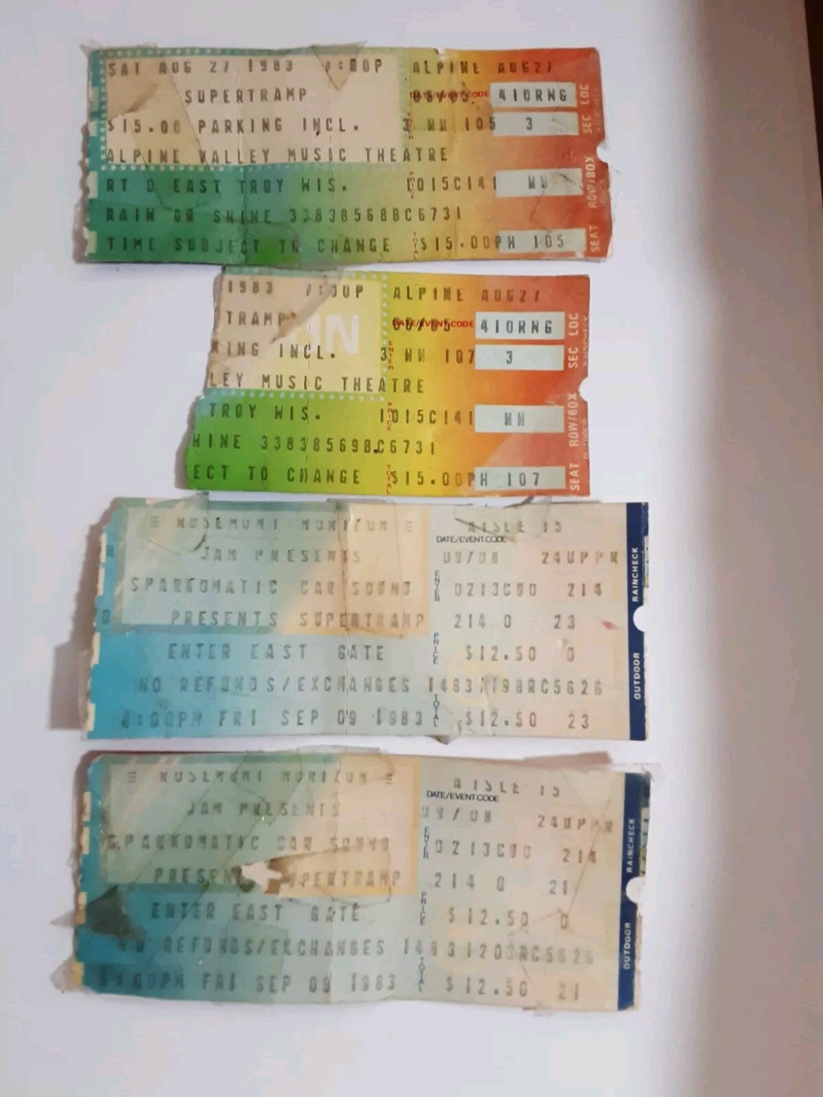 Vintage 4 Supertramp Concert Ticket Stubs Rosemont Horizon 1983 Alpine 1983